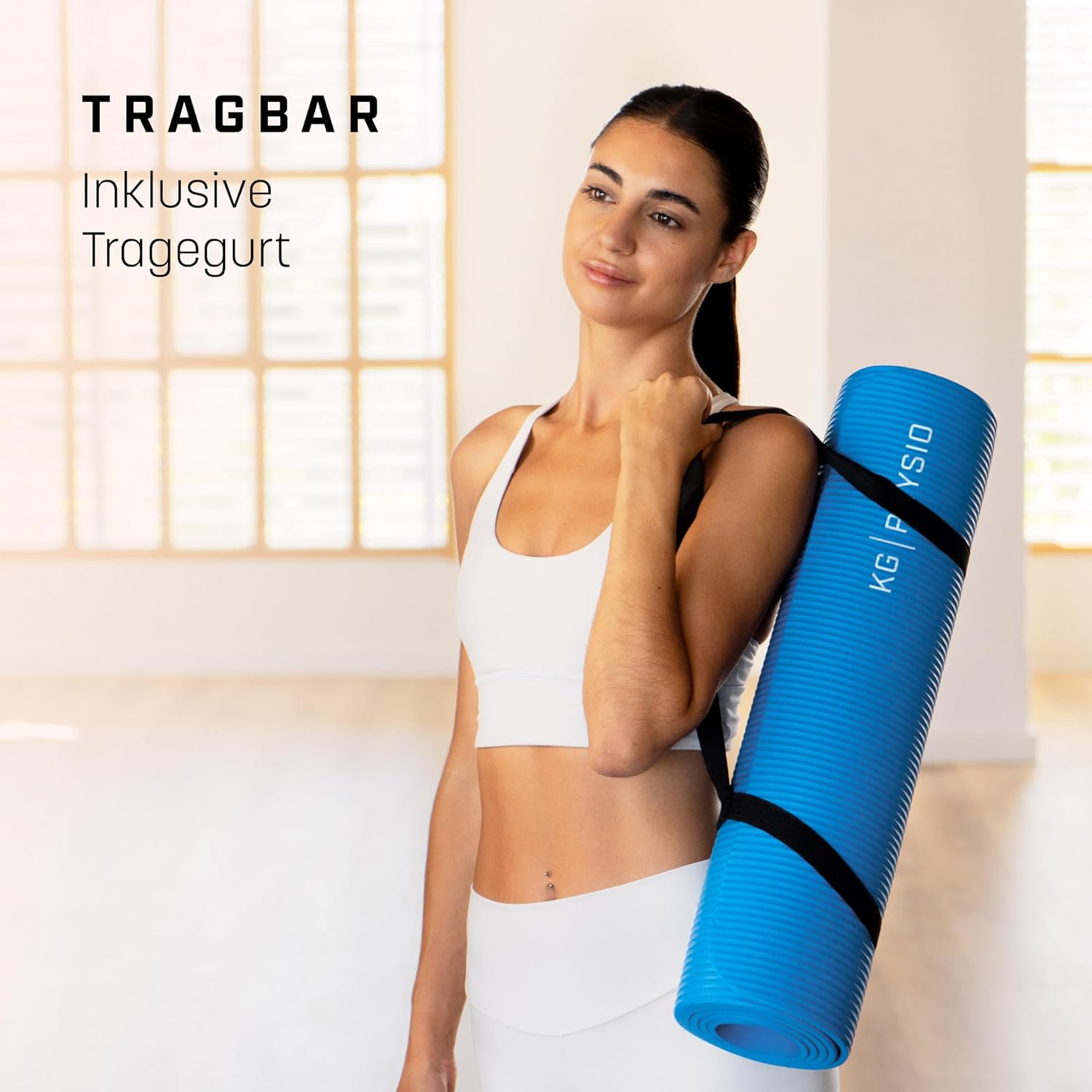 KG Physio rutschfeste Yogamatte mit Schultergurt – Gymnastikmatte für Yoga, Heimtraining, HiiT und Pilates – Fitnessmatte, Sportmatte, Yogamatte rutschfest, 183 cm x 60 cm x 8 mm – Bild 6