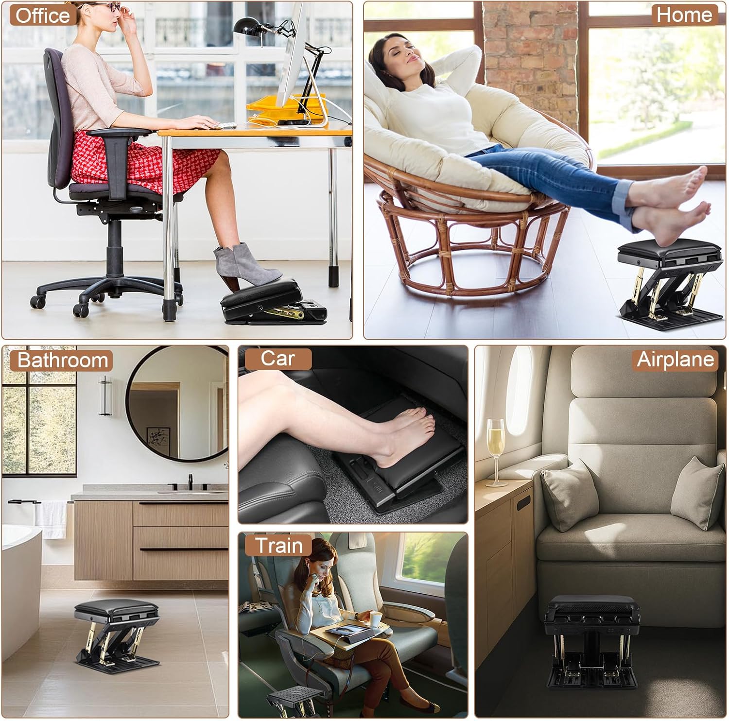 Fußstütze Schreibtisch höhenverstellbar – 4 Stufen, ergonomische Fußstütze mit abnehmbarem Kissen, klappbar, rutschfest, für Büro, Auto, Zuhause, Reisen, Schwarz – Bild 9