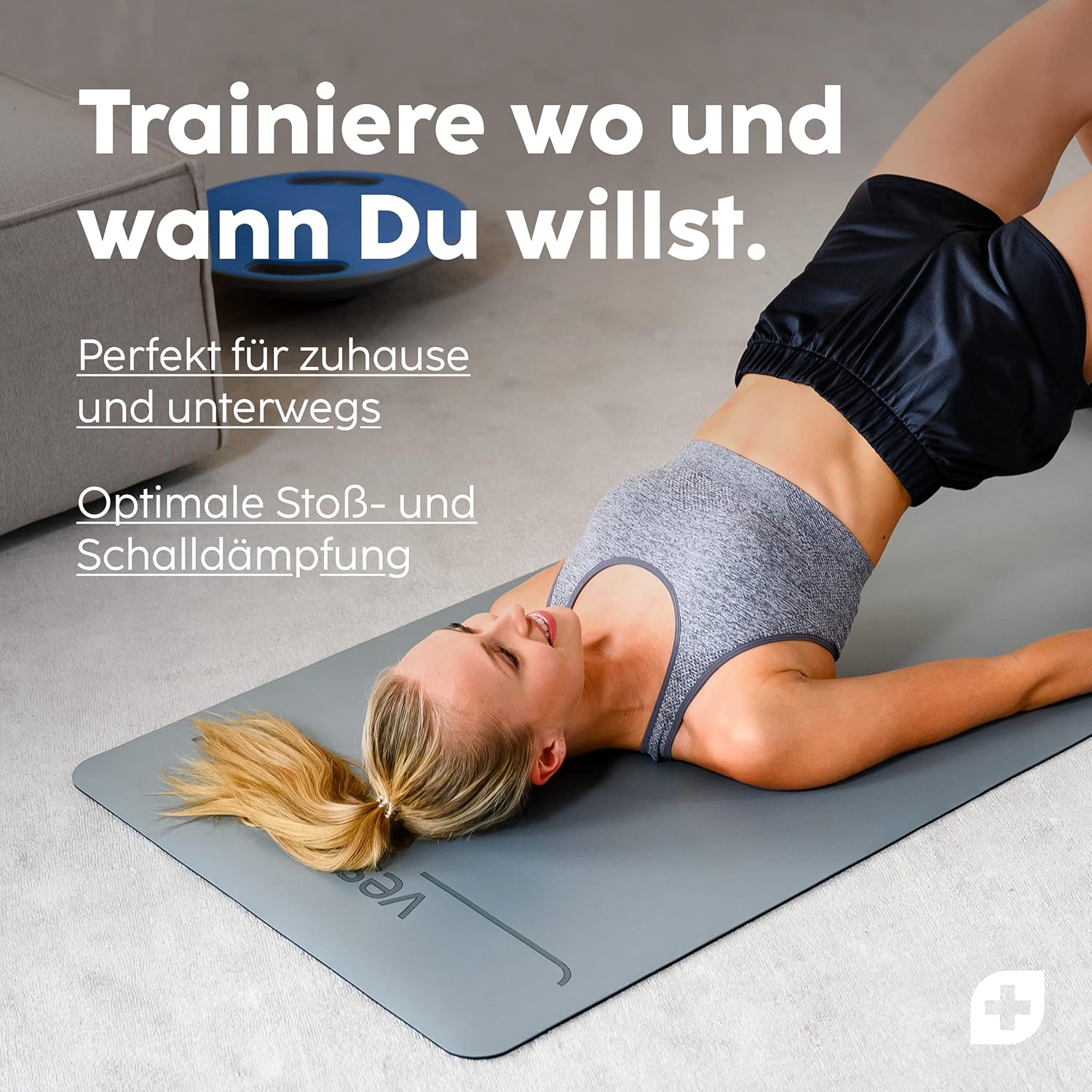 Vesta+ Premium Yogamatte aus Naturkautschuk – Ultra rutschfest mit optimaler Dämpfung – 100 % weichmacherfrei & hautfreundlich – inklusive Fitness-App – perfekt für Yoga, Gymnastik, Fitness & mehr (Grau) – Bild 2