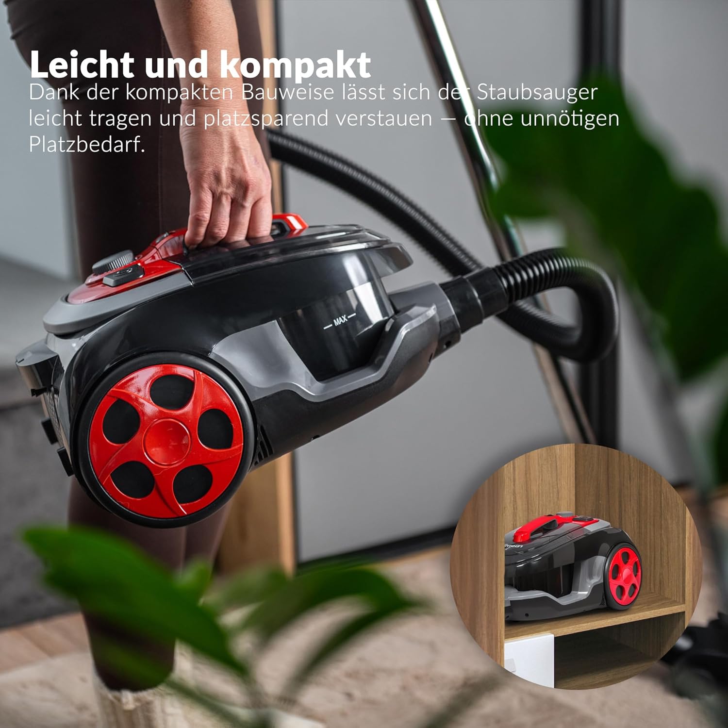 Lehmann Cyclone Beutelloser Staubsauger Schwarz | Leistungsstarke Zyklontechnologie, Staubbehälter 2,5 L, Doppelfiltration, HEPA-Filter, 6-Düsen-Set, Turbobürste – Bild 7