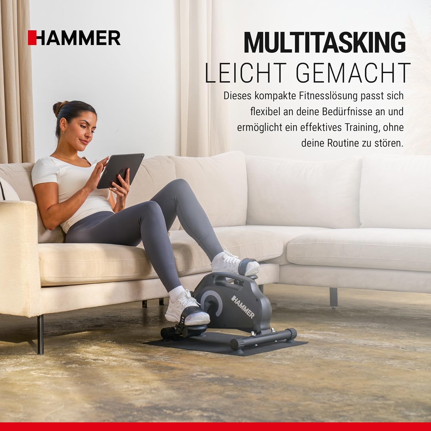 Hammerpedal-Trainer für Zuhause, magnetisch – leiser Mini-Heimtrainer mit Display, 8 Widerstandsstufen, inklusive rutschfester Matte, Sicherheitsgurt, Beintrainer zum Sitzen für Büro, Heimbüro und Senioren – Bild 7