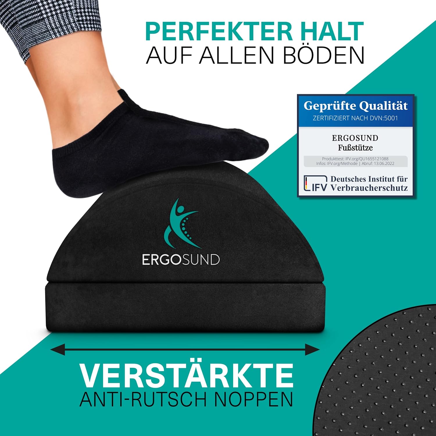 ERGOSUND Fußstützen-Schreibtisch (Testsieger) Premium-Schaumkern, höhenverstellbarer Fußhocker (rutschfest), ergonomischer Fußstützen-Schreibtisch, Home-Office-Zubehör, Fußstütze, Fußstütze, Fußstütze – Bild 4