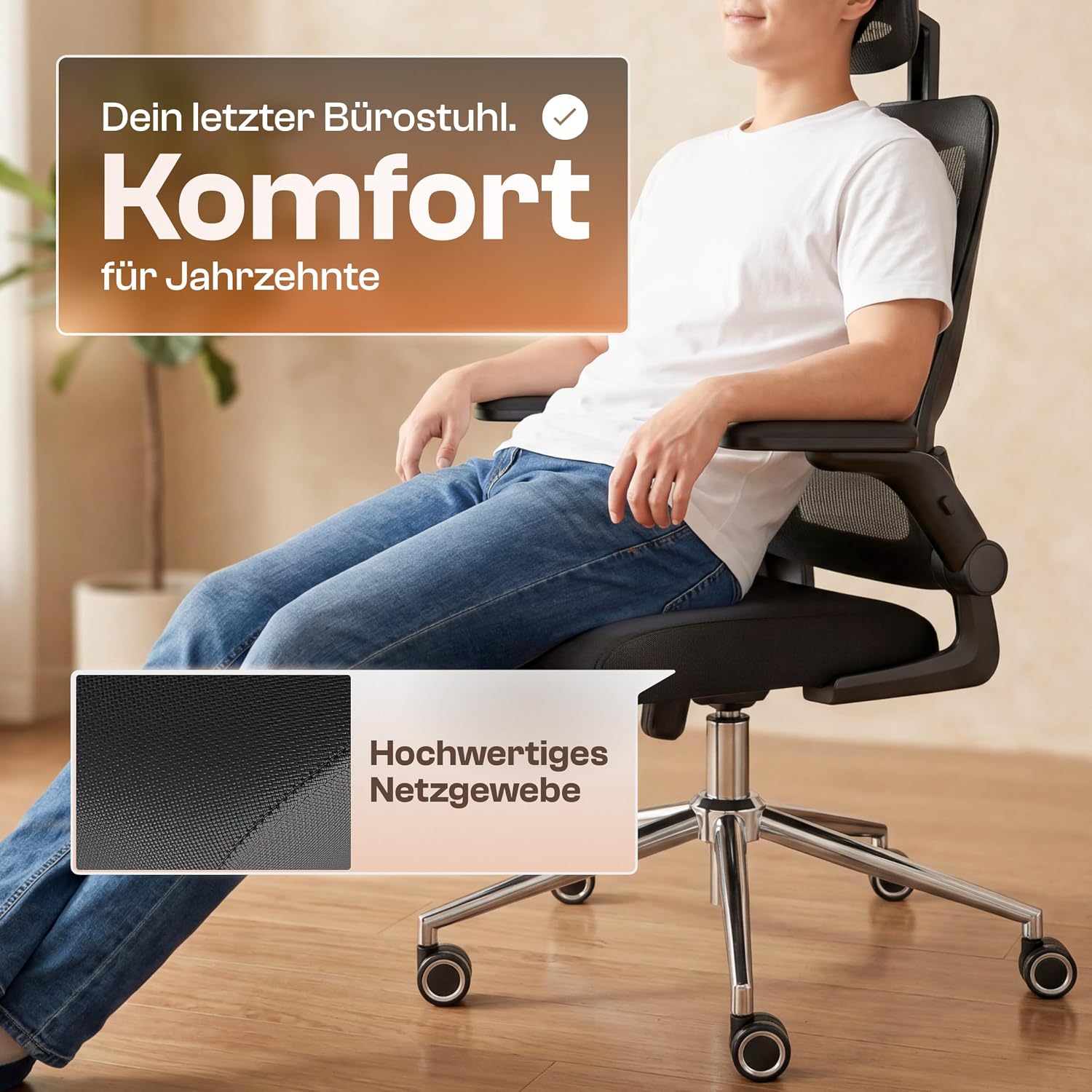 Bravo Ergonomischer Bürostuhl (Original) Schreibtischstuhl Ergonomisch mit 8 Komforteinstellungen | Gaming-Stuhl und Drehstuhl für Heim- und Bürobedarf | Bürostuhl und Chefsessel bis 150 kg – Bild 6