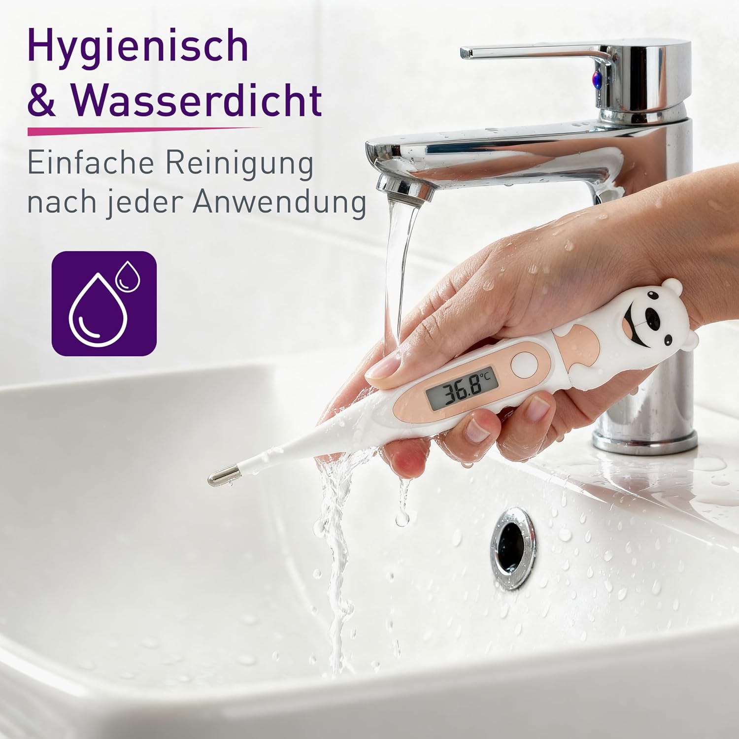 scala SC 44 flex Digitales Fieberthermometer Baby & Kinder – 10 Sekunden Messzeit, flexible Spitze, Fieberalarm, wasserdicht – oral, rektal & axillär – Eisbären-Motiv – Bild 5