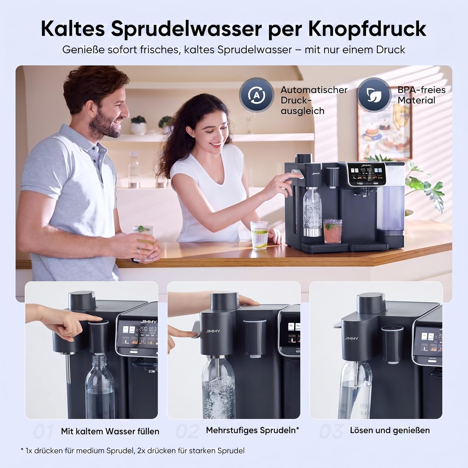 JIMMY M9 Pro + S9 Osmoseanlage mit Wassersprudler, Umkehrosmose-Wasserfilter für Trinkwasser, 7-stufige Filterung und Mineralien, 3S-Heizung, Kaltwasser, Echtzeit-TDS-Anzeige – Bild 5