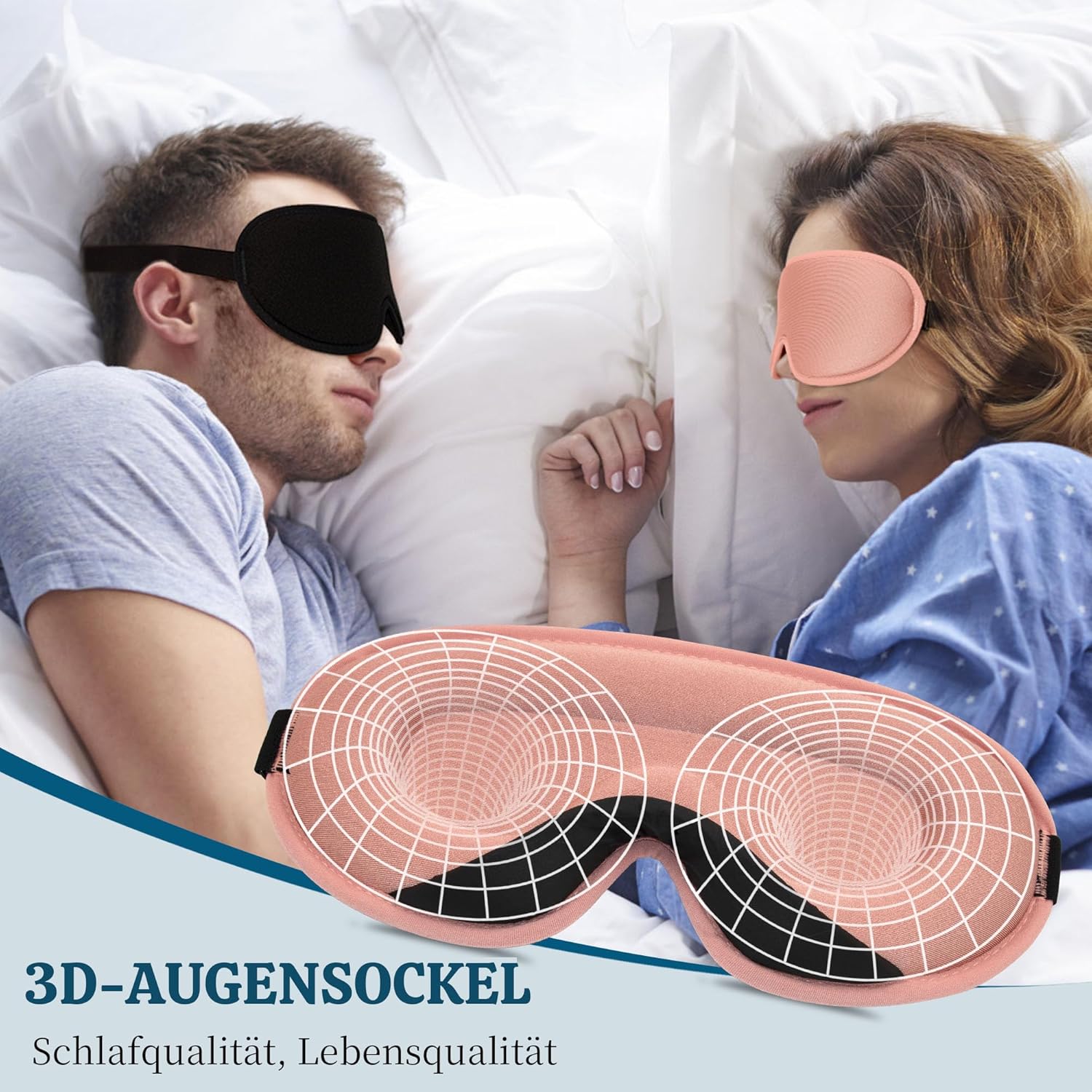 Schlafmaske für Männer und Frauen, 99 % lichtblockierende Schlafmaske, 3D-Augenhöhlen und verstellbares Gummiband mit Memory-Schaum für Reisen, Schlafzimmer – Bild 2