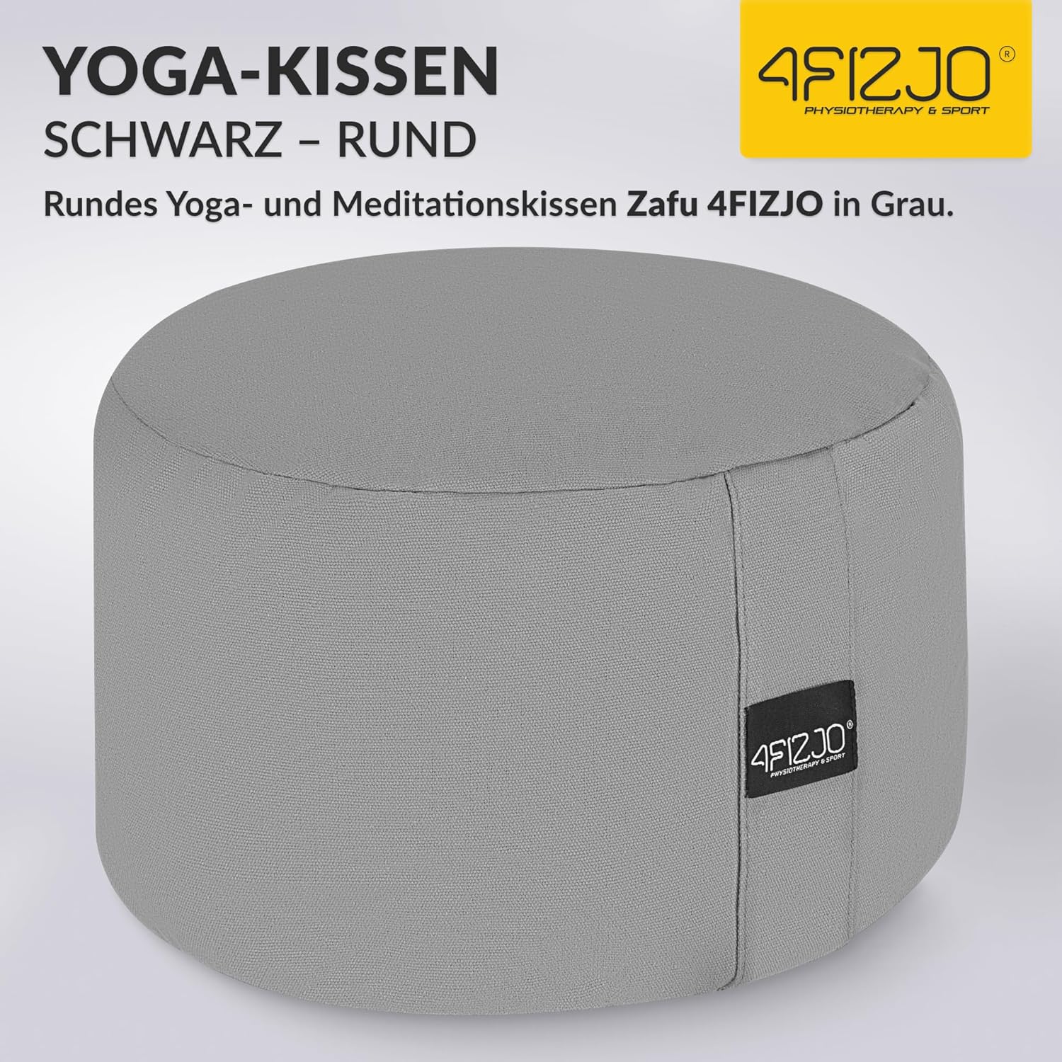 4FIZJO Yogakissen mit Buchweizenschalen, Meditationskissen, natürliche Füllung, Sitzkissen, perfekt für bequemes Yoga, Meditation, Achtsamkeit, 32 x 20 cm, grau – Bild 2