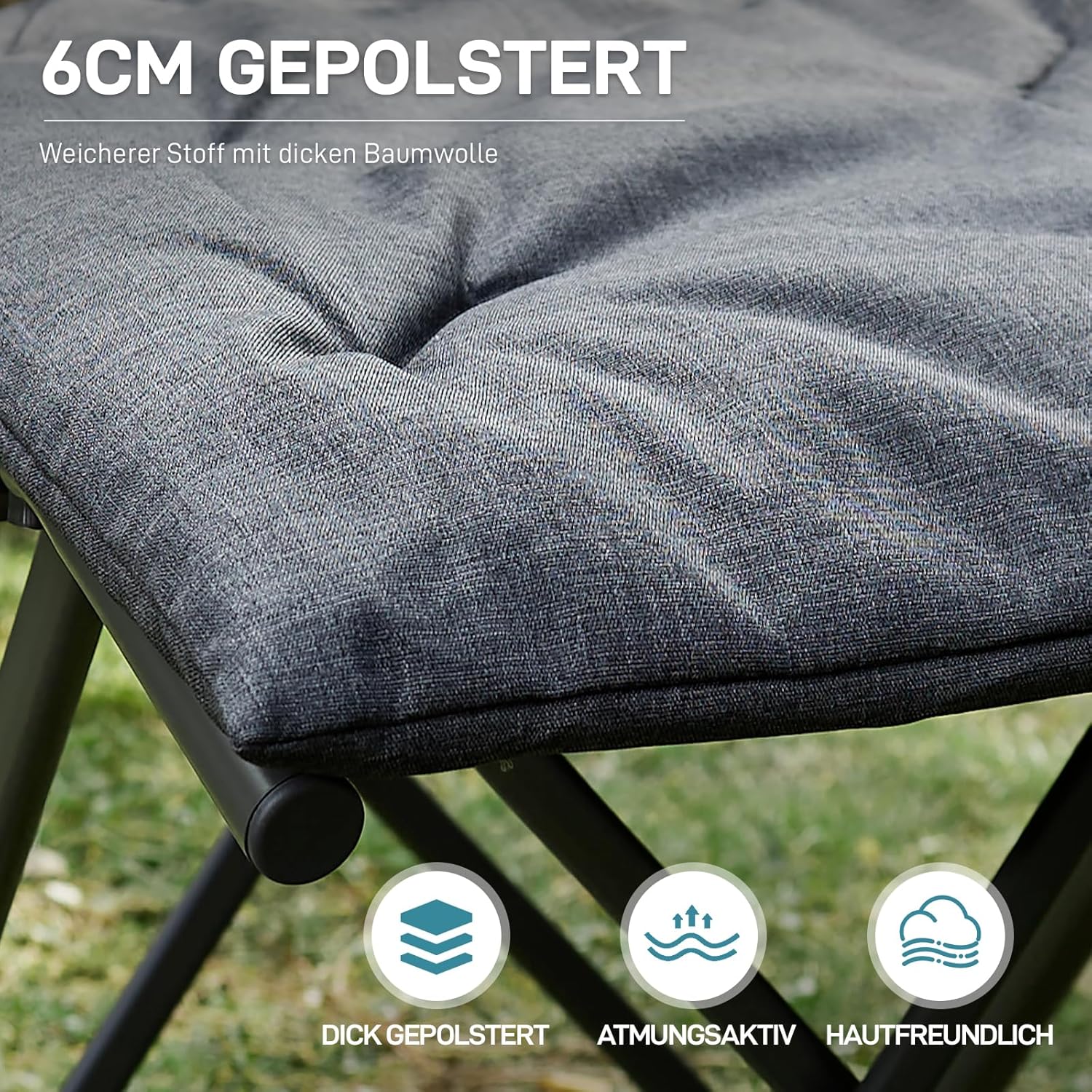 EVER ADVANCED Fußhocker, Fußstütze, klappbarer Klapphocker mit einer Höhe von 47 cm, Klapphocker, gepolsterte Fußstütze für Sessel, Garten- und Balkonstuhl – Bild 5