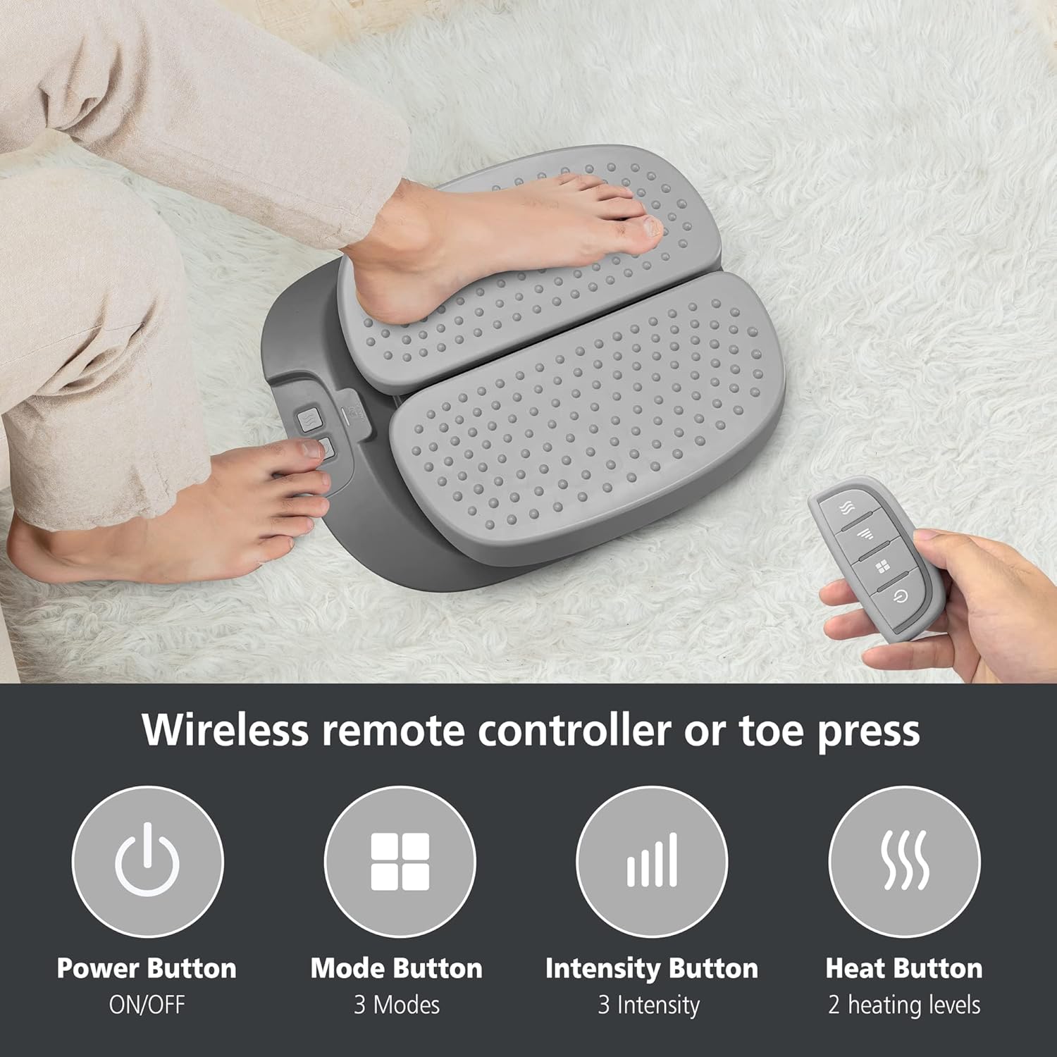 Snailax Shiatsu Fußmassagegerät mit Wärmefunktion, elektrisches Fußmassagegerät mit Vibration, Massagegerät für Fußmassage mit Fernbedienung, Geschenke – Bild 6