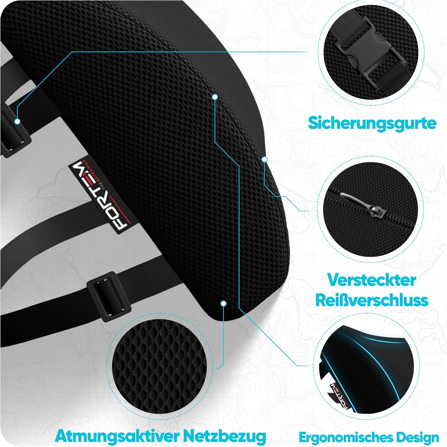 FORTEM Lendenwirbelstützkissen aus orthopädischem Memory-Schaum – bietet Unterstützung für den unteren Rücken – Kissen verbessert die Körperhaltung – waschbarer Bezug. – Bild 4