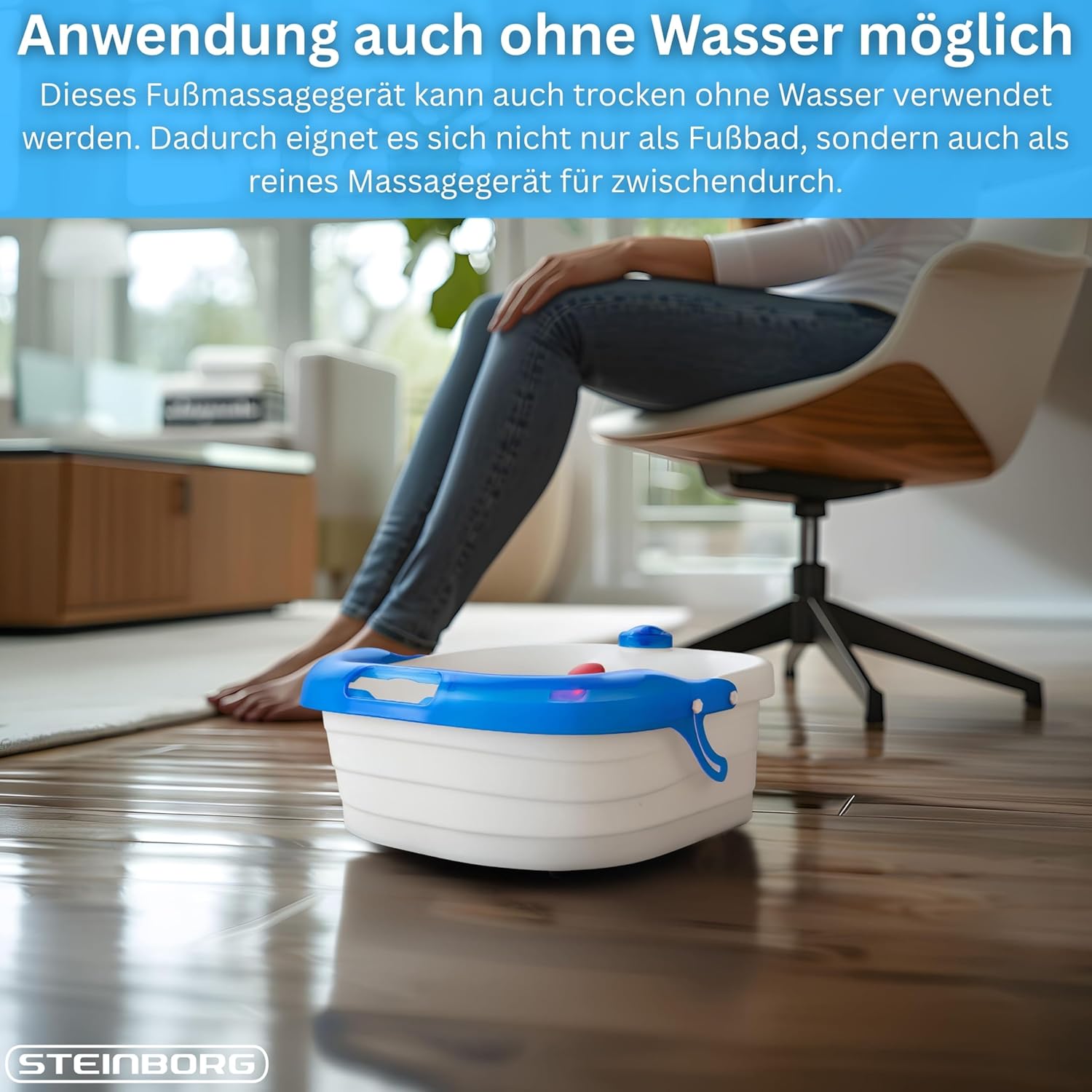 Steinborg Fußsprudelbad mit Massage & Infrarotwärme – Fußmassagegerät Elektrisches Fußbad mit Vibration & Sprudelmassage, 4 Massagerollen & Reflexzonenmassage, 3 Ebenen, Spritzschutz – Wellness Spa – Bild 8