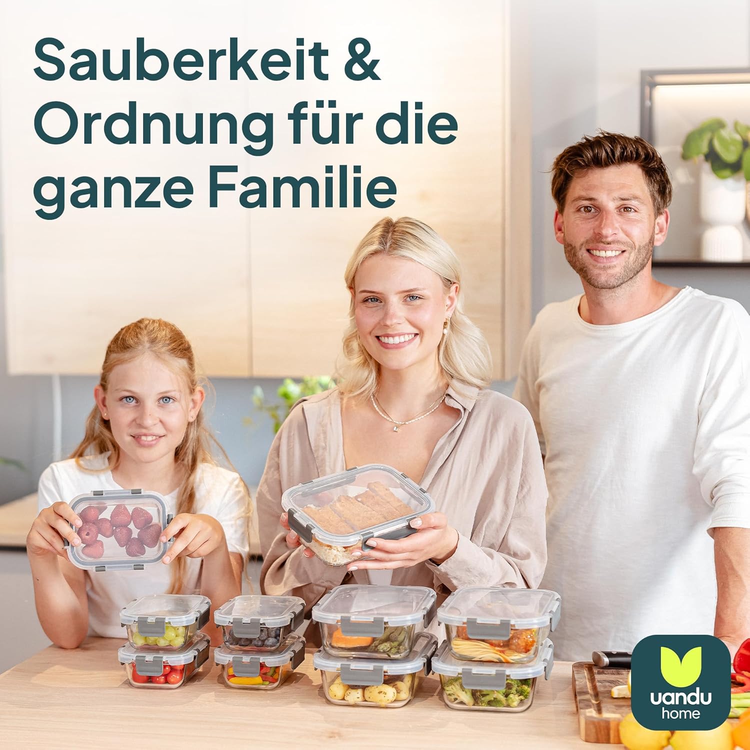 uandu Glasbehälter mit Deckel, 20-teiliges Borosilikatglas mit Deckel, Meal-Prep-Gläser, Frischhaltedosen aus Glas mit Deckel, Glasdosen mit Deckel-Set, Meal-Prep-Boxen aus Glas (10 Behälter, 10 Deckel) – Bild 7