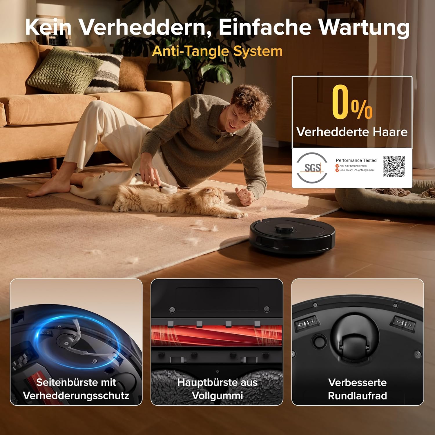 roborock Qrevo S Pro Set Roboterstaubsauger mit Wischfunktion, verbessert von QV 35A, 18.500 Pa Saugleistung, 75°C Heißwasser-Moppreinigung, Anti-Tangle-System, Hindernisvermeidung, All-in-One-Dock – Bild 4
