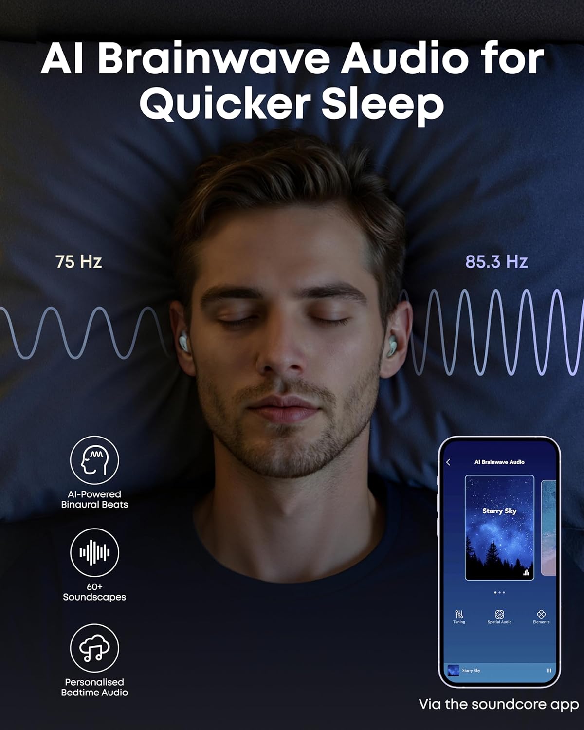 Soundcore Słuchawki douszne Sleep A30 Anker, intelligentes Gerät aus Spanien mit reduzierter Aktualität, anpassbares System zur Maskierung von Geräuschen – Bild 5