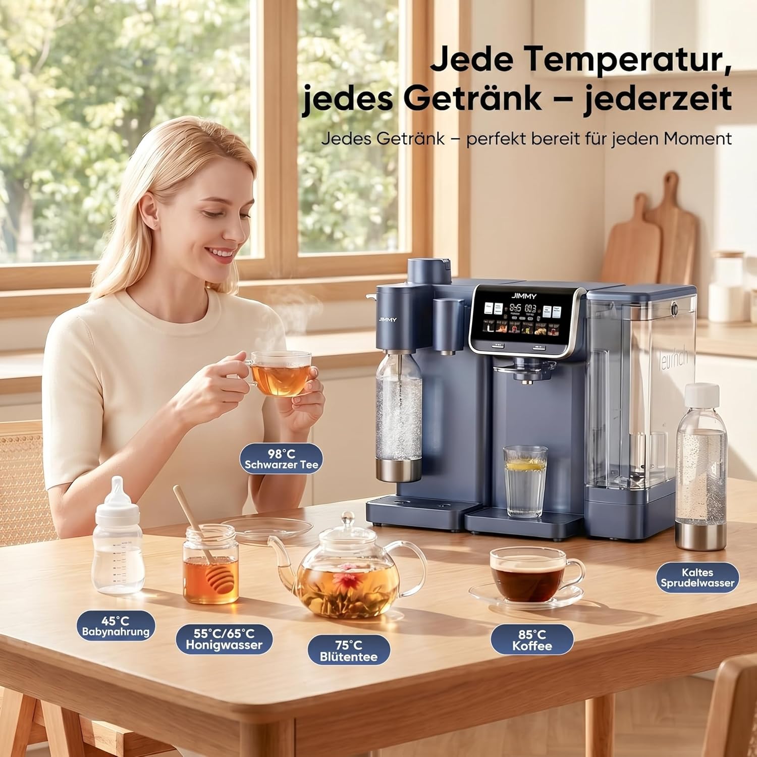 JIMMY M9 Pro + S9 Osmoseanlage mit Wassersprudler, Umkehrosmose-Wasserfilter für Trinkwasser, 7-stufige Filterung und Mineralien, 3S-Heizung, Kaltwasser, Echtzeit-TDS-Anzeige – Bild 8