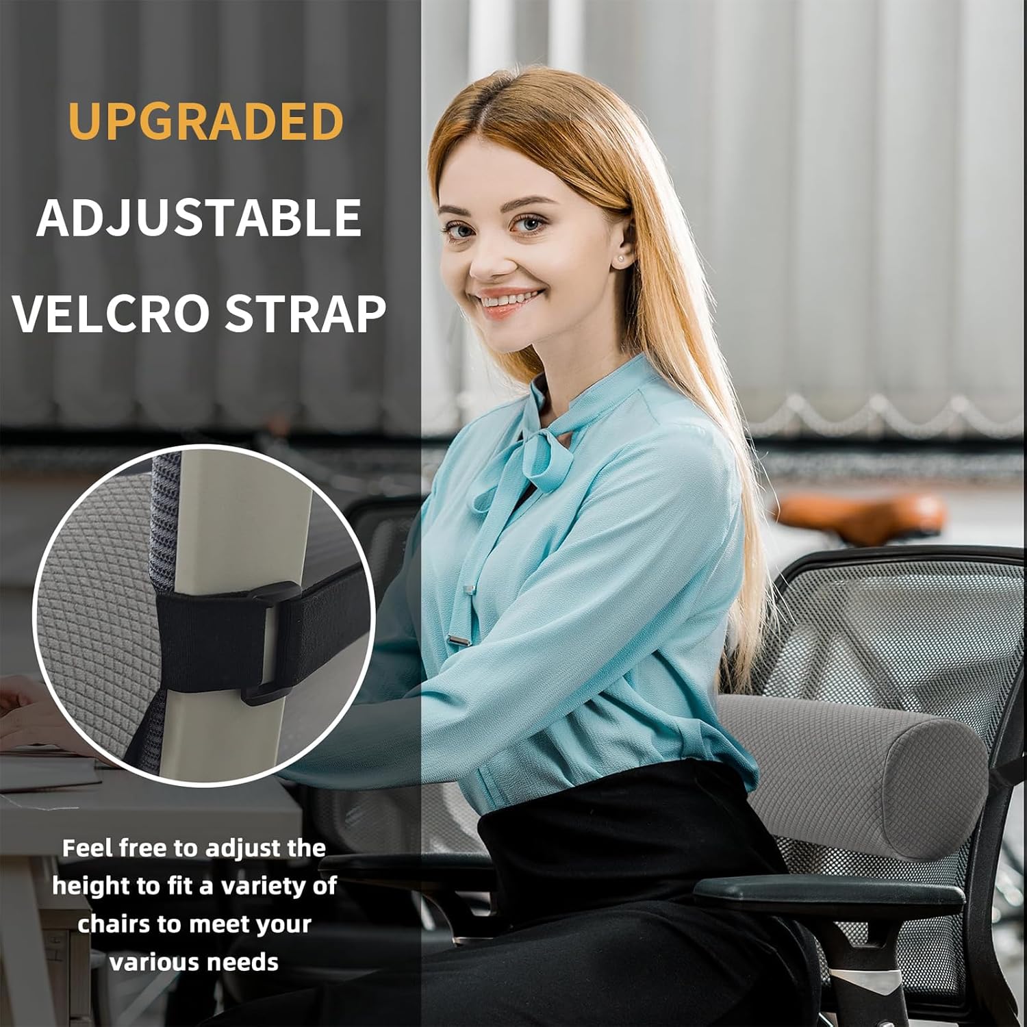 Ergonomisches Lendenkissen mit Bezug, Lendenkissen Auto mit Gurt, Rückenstütze für Sofa Auto, Rückenkissen gegen Schmerzen, Bandscheibenwürfel, Uplift-Kissen – Bild 6