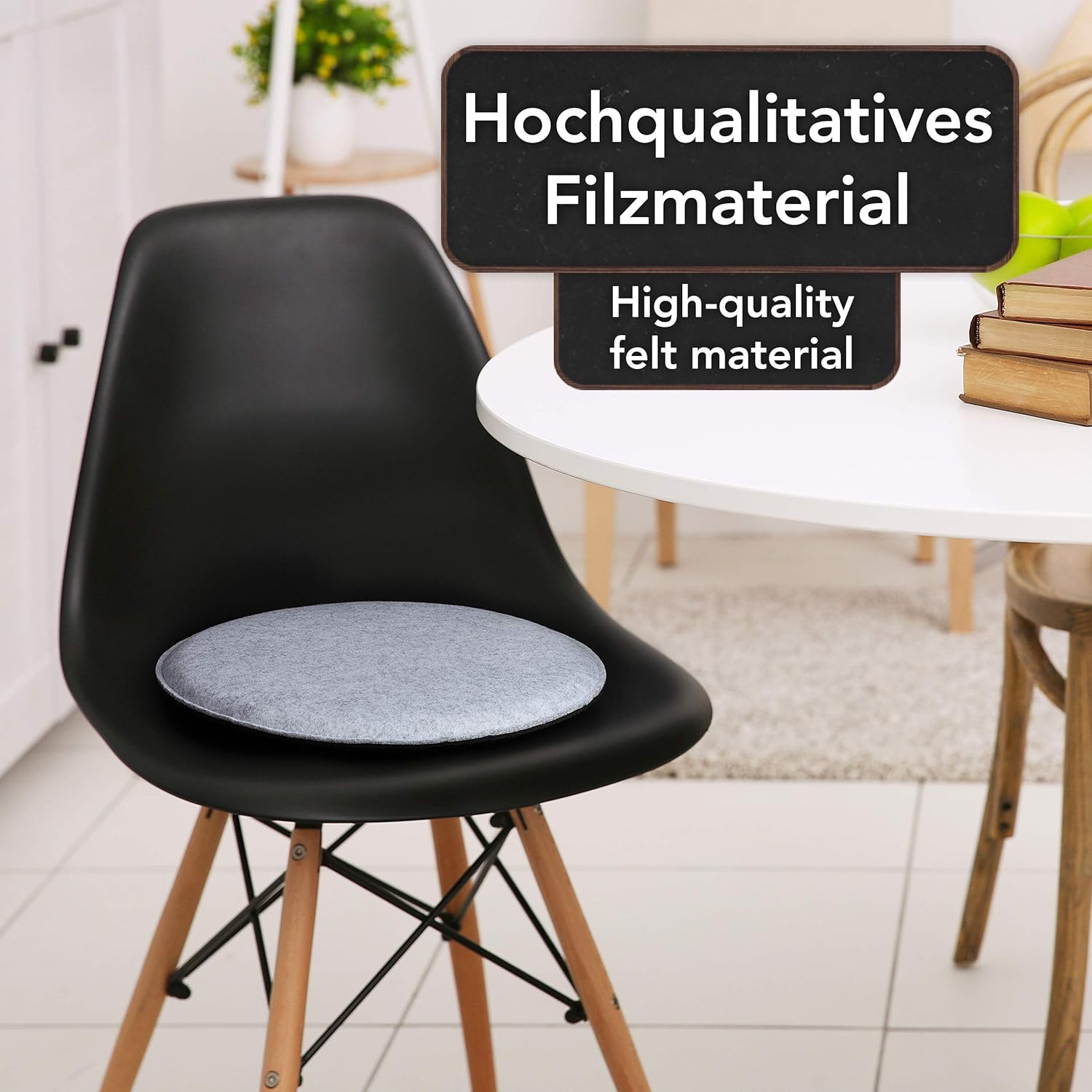 Sidorenko Bequeme runde Sitzkissen aus Filz, Durchmesser 34 cm, 4er-Set in 4 Farben, waschbare Stuhlkissen, bequemer Sitzbezug für Bank/Stuhl – Bild 6