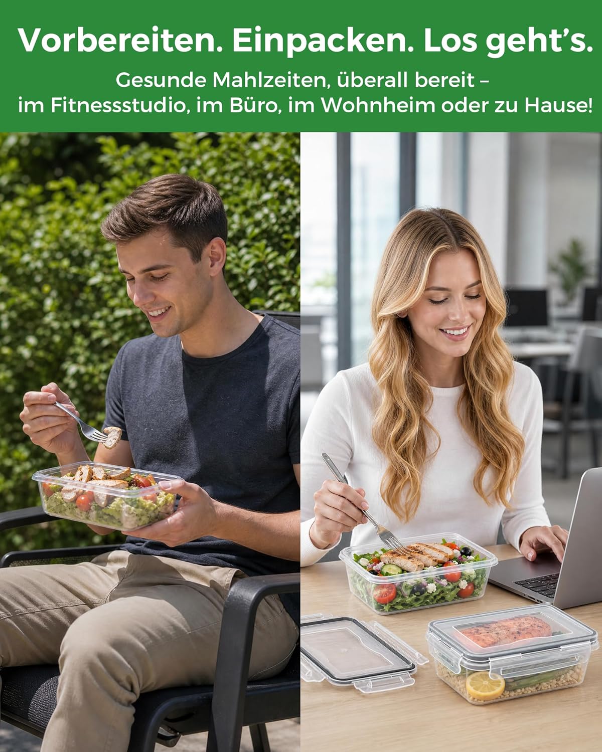 Frischhaltedosen mit Deckel – BPA-frei, auslaufsicher, Meal-Prep-Boxen, spülmaschinenfest, gefrierschrank- und mikrowellengeeignet, stapelbare Lebensmittelbox, Lebensmittelbehälter, 1 l x 10 Stück – Bild 6