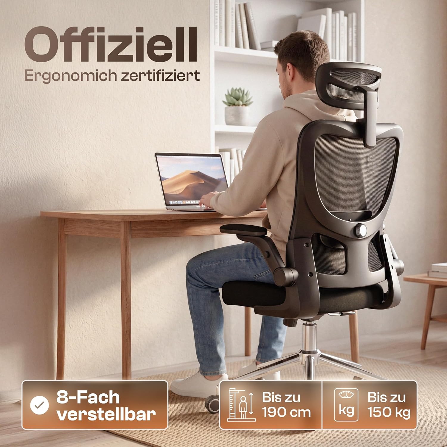 Bravo Ergonomischer Bürostuhl (Original) Schreibtischstuhl Ergonomisch mit 8 Komforteinstellungen | Gaming-Stuhl und Drehstuhl für Heim- und Bürobedarf | Bürostuhl und Chefsessel bis 150 kg – Bild 5