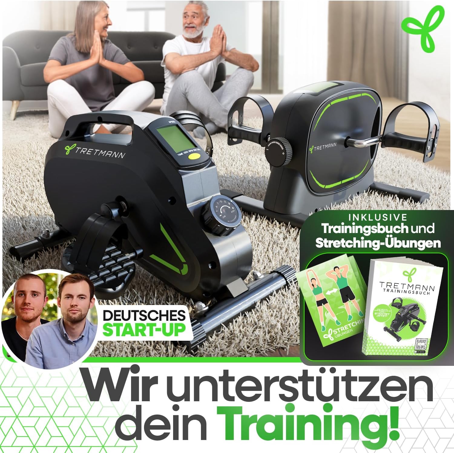 Tretmann Pedaltrainer-Set, extra leise und gelenkschonend, inklusive Dekra-geprüftem Befestigungsgurt für Senioren-Heimtrainer Minibike – Bild 7