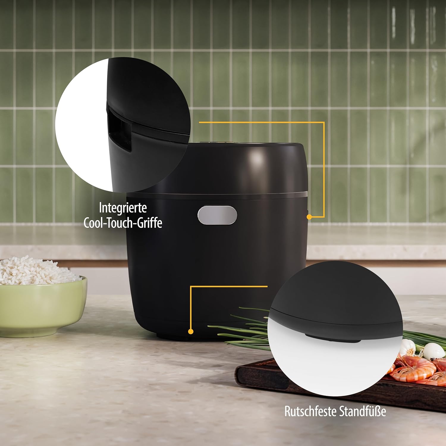 Tristar Digitaler Reiskocher mit Low Carb-Funktion, 8 automatische Programme, 0,6 l Reiskapazität, digitales Bedienfeld, leicht zu reinigen, RK-6238 – Bild 9