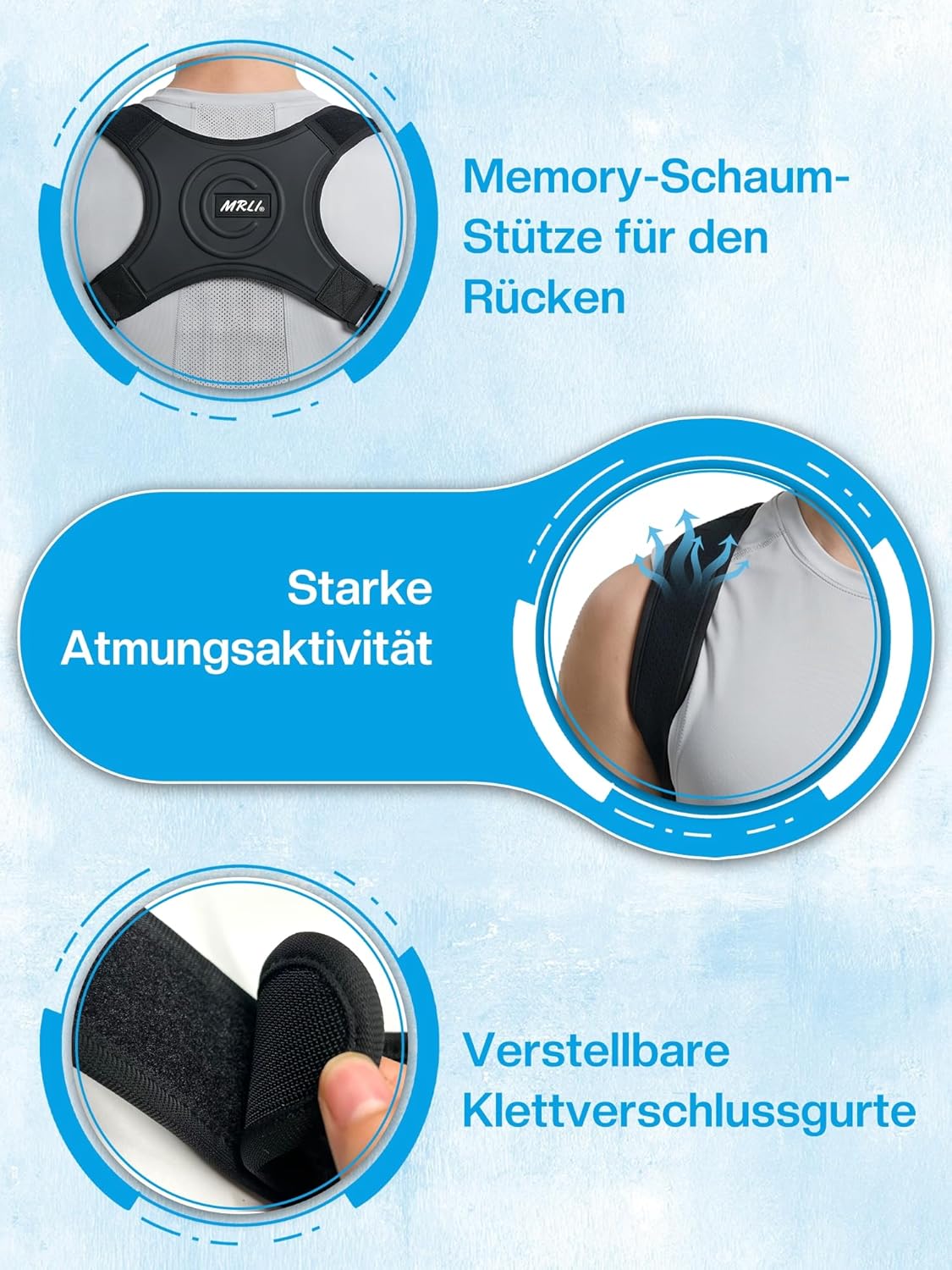 Rückenglätter Rückenstützgürtel Schultergurt Haltungskorrektur: Verstellbarer Haltungskorrektor Rücken Damen Herren gegen runden Rücken Haltungstrainer Schulter und Rücken im Büro und Alltag - M – Bild 4