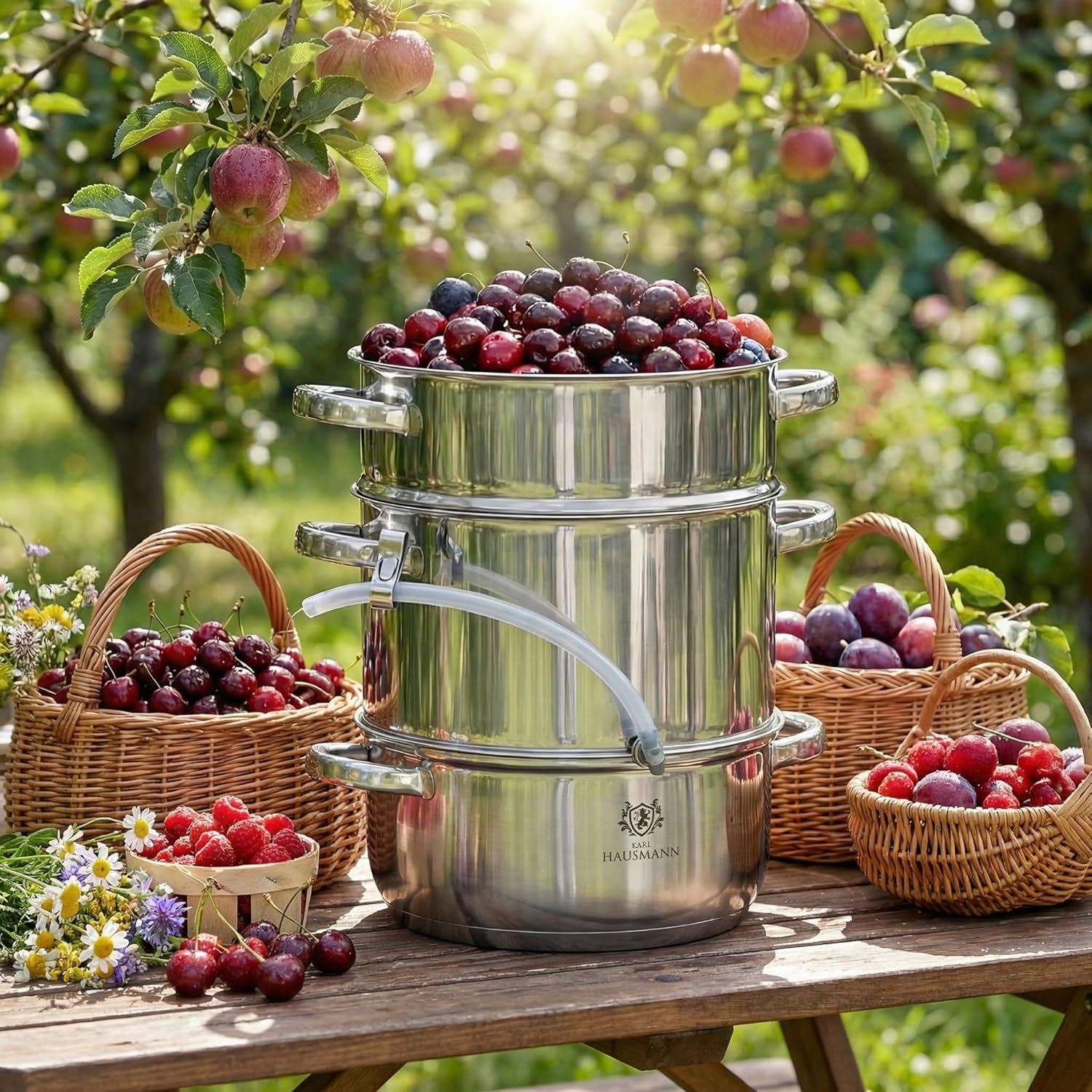 KARL HAUSMANN Dampfentsafter 8L Edelstahl – Entsafter-Kocher für Induktion, Gas und alle Herdarten | Saft aus Obst und Gemüse, BPA-frei, mit Schlauch, spülmaschinenfest – Bild 6