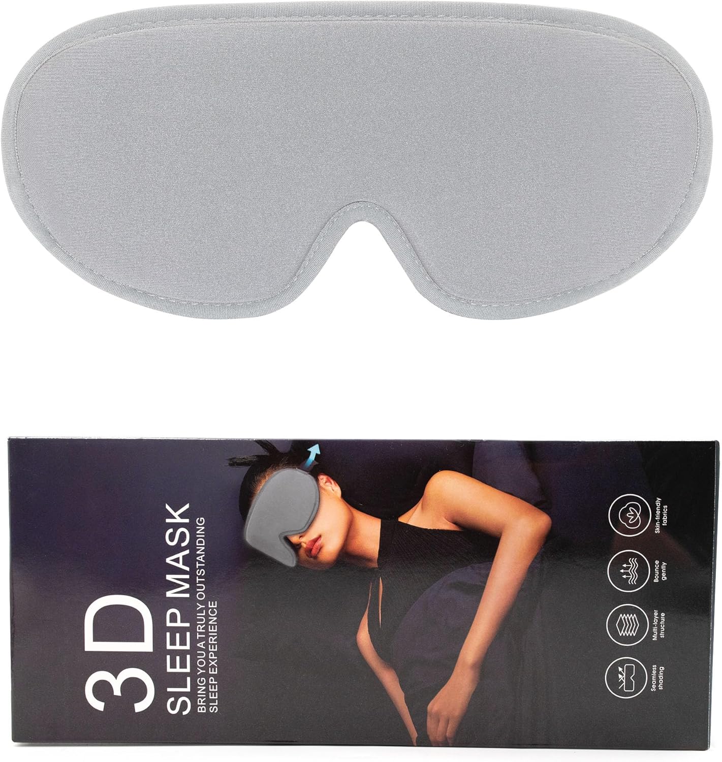 Schlafmaske für Männer und Frauen, 99 % lichtblockierende Schlafmaske, 3D-Augenhöhlen und verstellbares Gummiband mit Memory-Schaum für Reisen, Schlafzimmer
