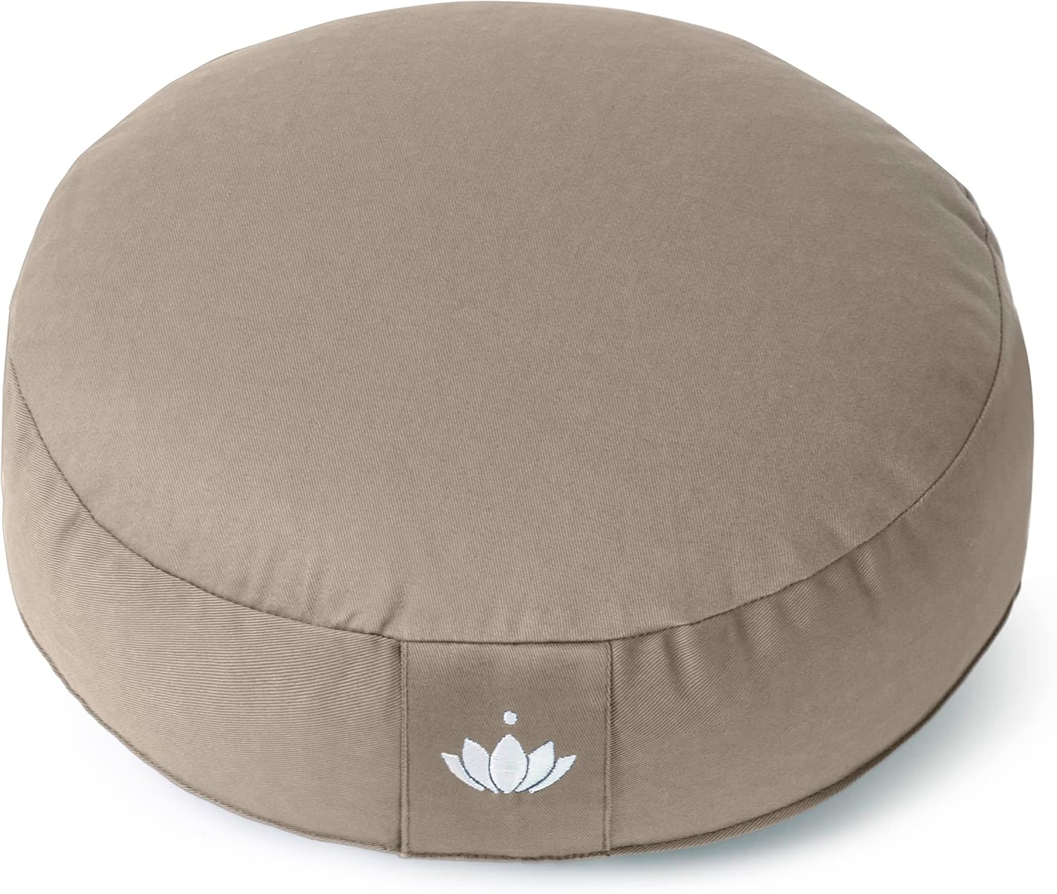 Lotuscrafts Yogakissen, Meditationskissen, extra niedrig – Höhe 10 cm – waschbarer Baumwollbezug – Yogakissen mit Dinkelfüllung – GOTS-zertifiziert