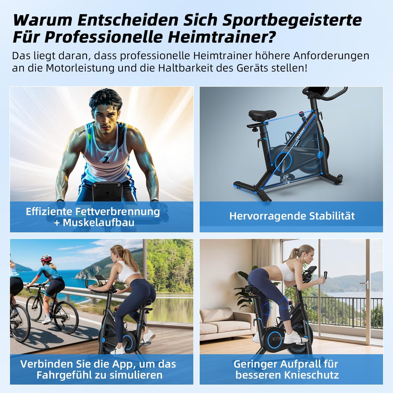 CHAOKE Indoor Cycling Bicycle (2025) – Magnetisches stationäres Fahrrad, extrem leise, langlebig, vollständig verstellbar für Heimfitness und Cardio, bequemer Sitz, 163,3 kg Kapazität für Krafttraining – Bild 5