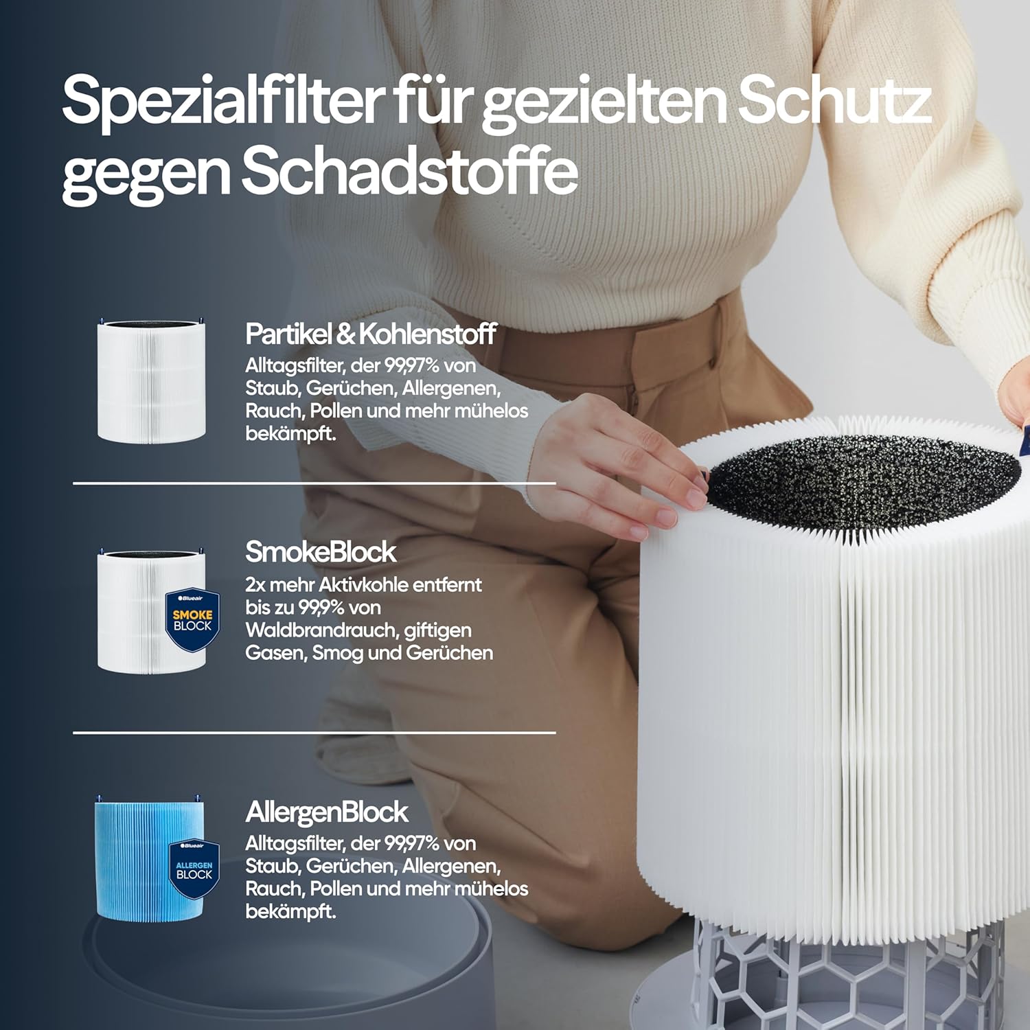 BLUEAIR Luftreiniger für Räume bis 43 m² – Smart, leise, HEPA Silent-Technologie, ideal für Zuhause, Schlafzimmer, Kinderzimmer, gegen Staub, Allergene, Rauch, Schimmel, Tierhaare – Blue Pure 511i max – Bild 10