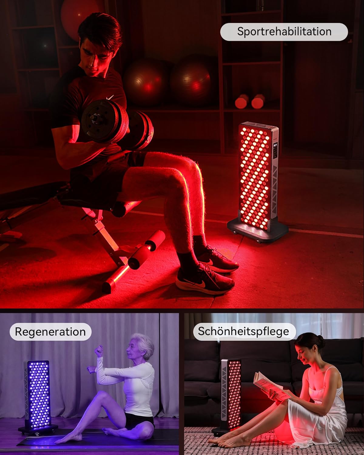 FliKEZE Rotlichttherapie-Panel-Lampe, 156 LEDs, rotes Licht, 7 Wellenlängen, einschließlich blaues Licht, rotes Licht und Nahinfrarotlicht, um sowohl tiefes als auch oberflächliches Gewebe anzusprechen – Bild 9