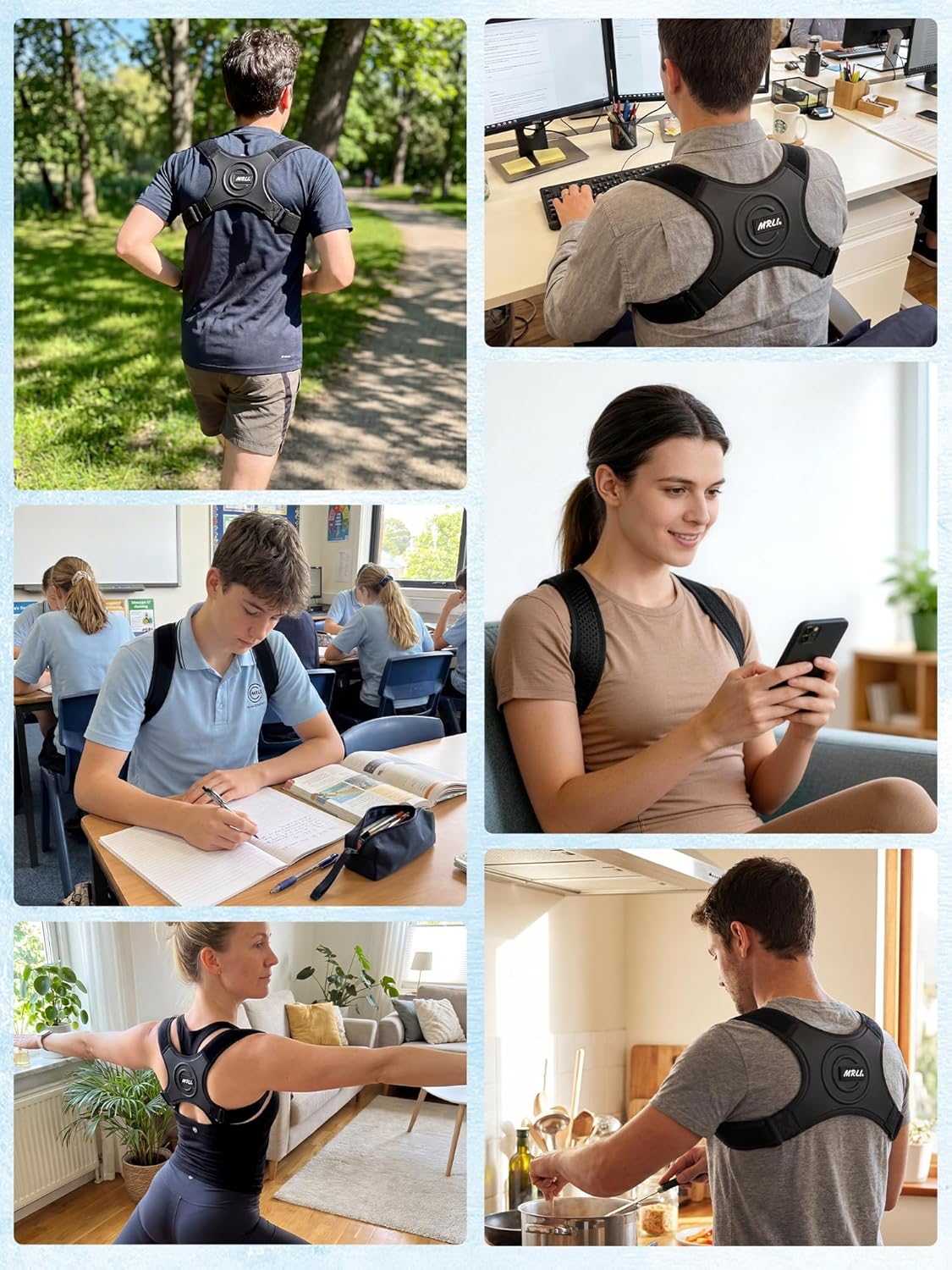 Rückenglätter Rückenstützgürtel Schultergurt Haltungskorrektur: Verstellbarer Haltungskorrektor Rücken Damen Herren gegen runden Rücken Haltungstrainer Schulter und Rücken im Büro und Alltag - M – Bild 7