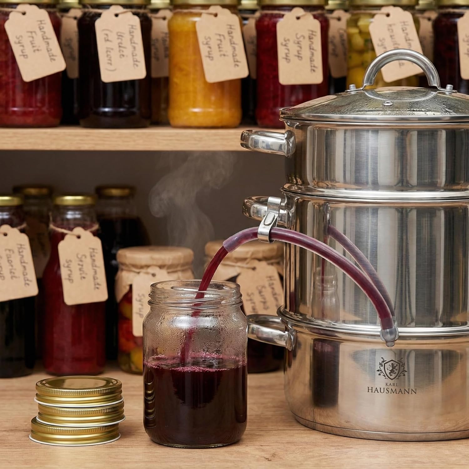 KARL HAUSMANN Dampfentsafter 8L Edelstahl – Entsafter-Kocher für Induktion, Gas und alle Herdarten | Saft aus Obst und Gemüse, BPA-frei, mit Schlauch, spülmaschinenfest – Bild 8