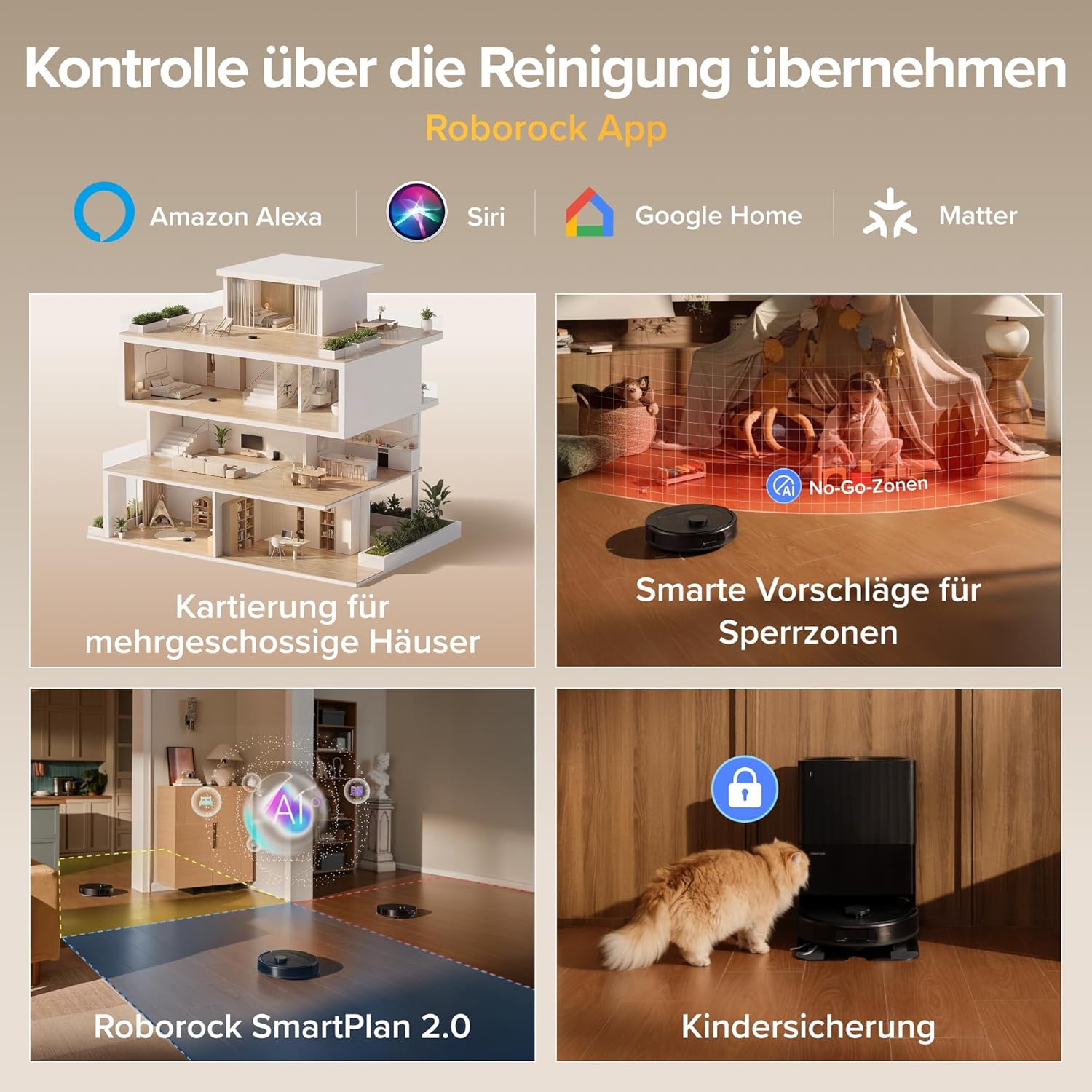 roborock Qrevo S Pro Set Roboterstaubsauger mit Wischfunktion, verbessert von QV 35A, 18.500 Pa Saugleistung, 75°C Heißwasser-Moppreinigung, Anti-Tangle-System, Hindernisvermeidung, All-in-One-Dock – Bild 8