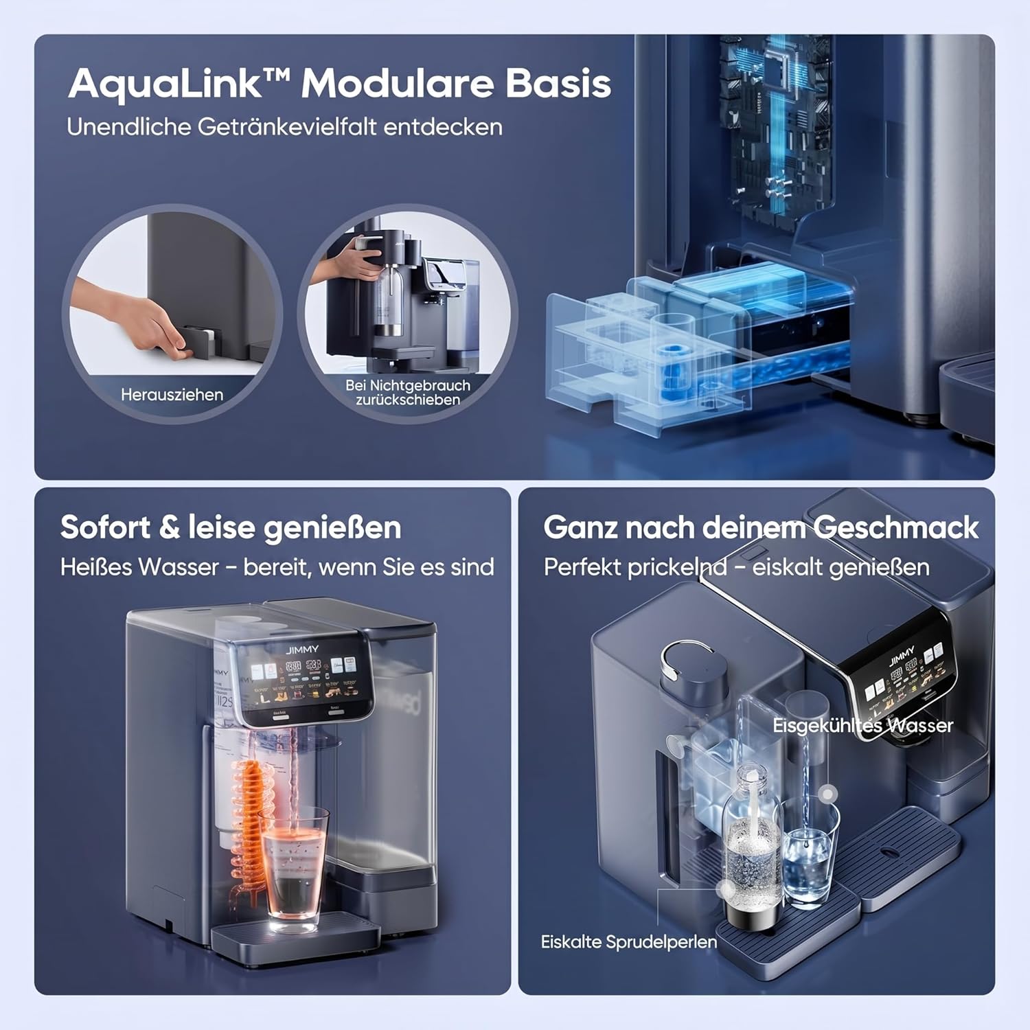 JIMMY M9 Pro + S9 Osmoseanlage mit Wassersprudler, Umkehrosmose-Wasserfilter für Trinkwasser, 7-stufige Filterung und Mineralien, 3S-Heizung, Kaltwasser, Echtzeit-TDS-Anzeige – Bild 7