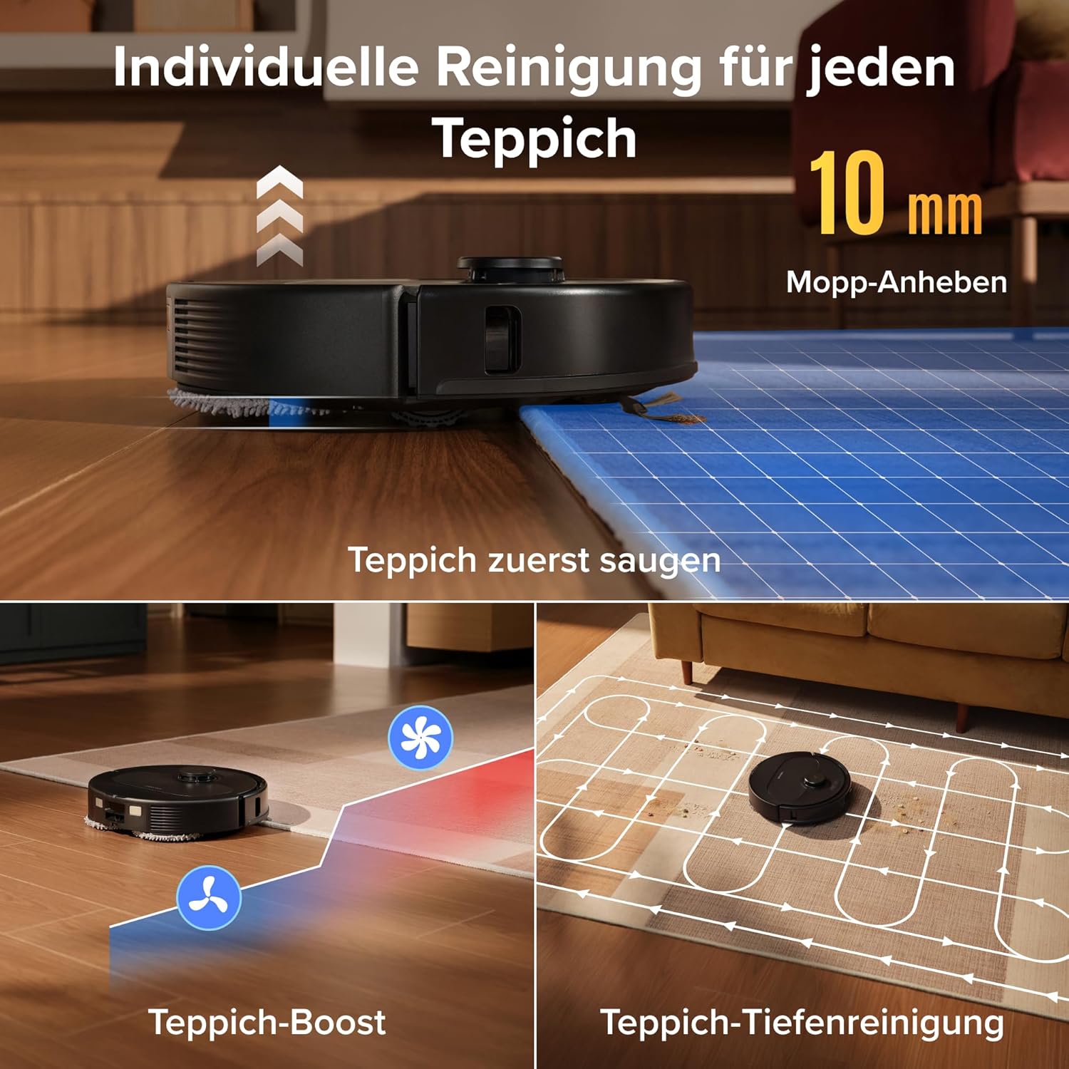 roborock Qrevo S Pro Set Roboterstaubsauger mit Wischfunktion, verbessert von QV 35A, 18.500 Pa Saugleistung, 75°C Heißwasser-Moppreinigung, Anti-Tangle-System, Hindernisvermeidung, All-in-One-Dock – Bild 7