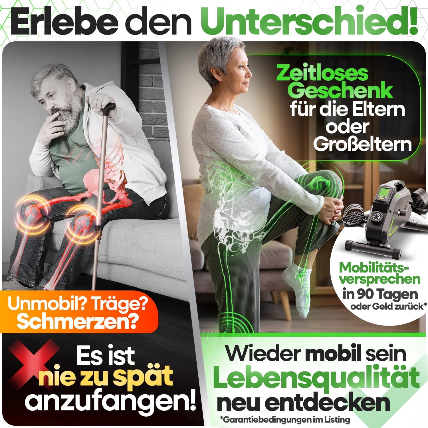 Tretmann Pedaltrainer-Set, extra leise und gelenkschonend, inklusive Dekra-geprüftem Befestigungsgurt für Senioren-Heimtrainer Minibike – Bild 6