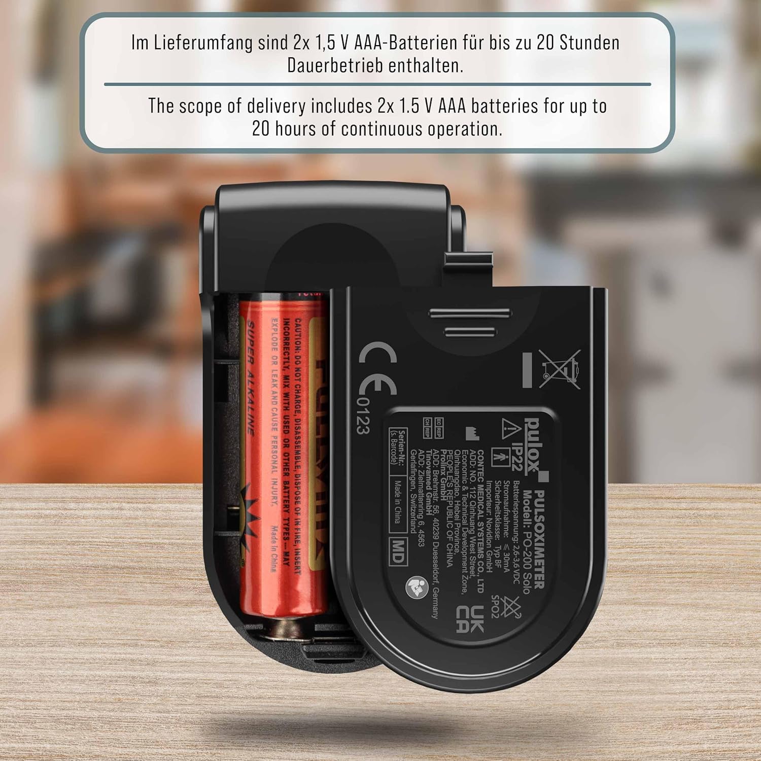Pulsoximeter PULOX PO-200 Solo Fingerpulsoximeter zur Messung von Puls und Sauerstoffsättigung am Finger | Mit Präzisionsanzeige zur zuverlässigen Kontrolle von Sauerstoffsättigung, Herzfrequenz und Perfusionsindex – Bild 4