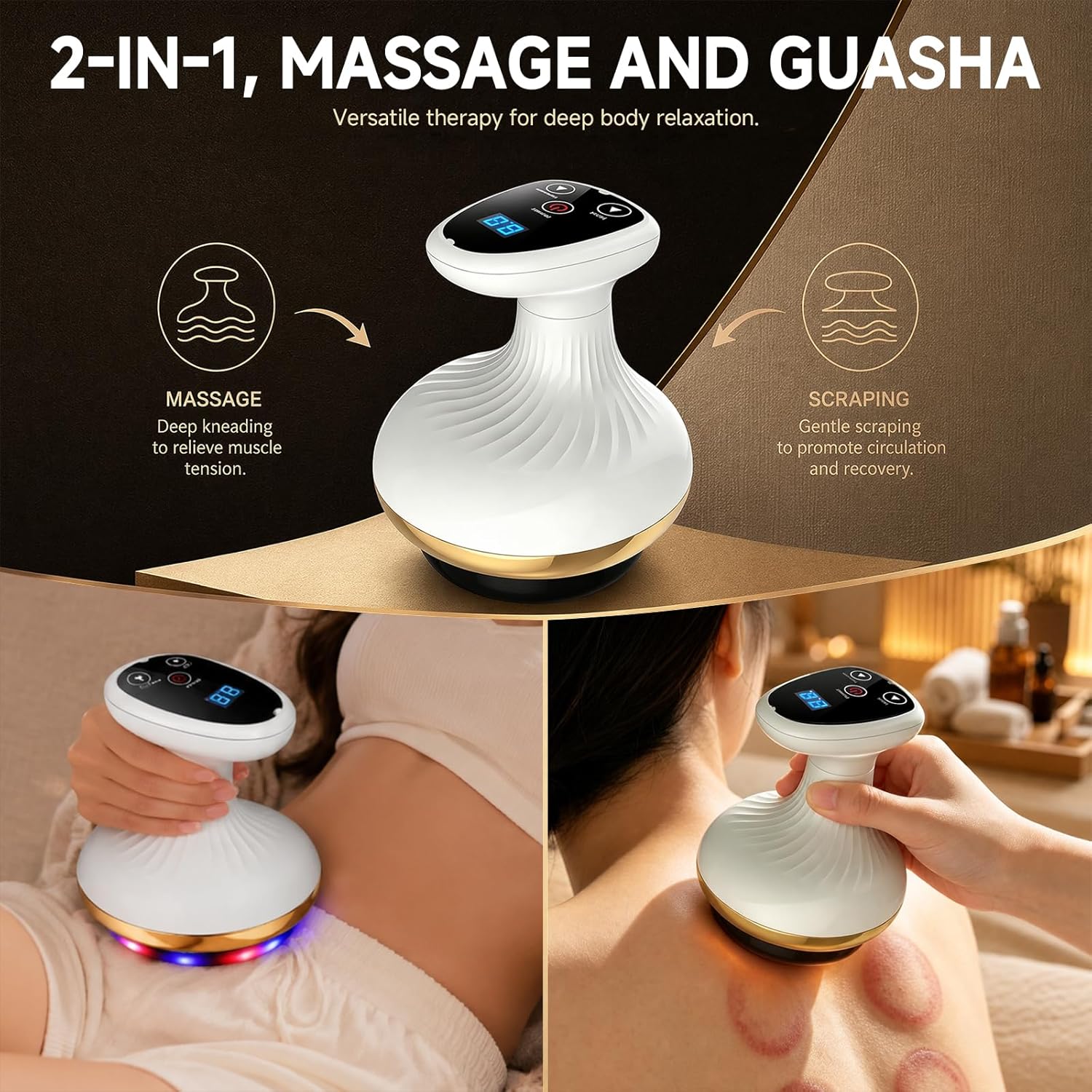 4-in-1-Cellulite-Massagegerät: Vakuum & Gua Sha elektrisch mit 9 Wärmeeinstellungen, 9 Saugstufen für straffere Haut und bessere Durchblutung, Tiefenmassage für den Ganzkörpergebrauch zu Hause – Bild 4