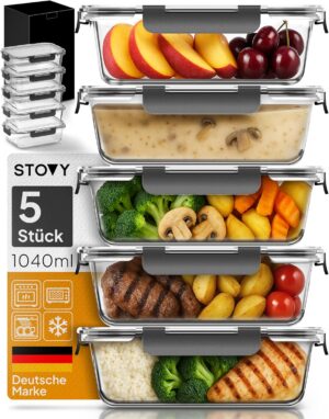 STOVY Meal Prep Boxes Glas – 5 x ...