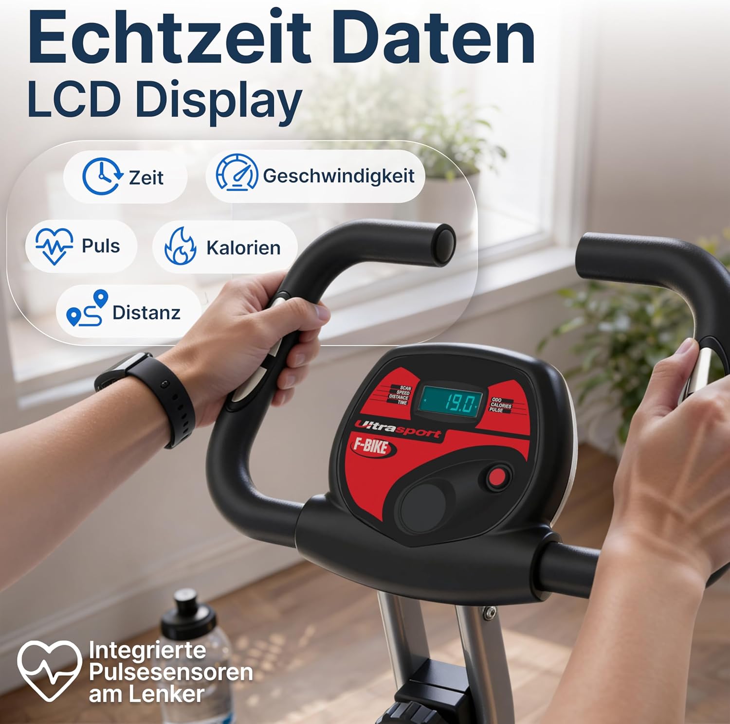 Ultrasport Klapp-Heimtrainer, Hometrainer, Fahrrad, extra leise bis 130 kg mit Komfortsattel, Ergometer, Heimtrainer, Fitnessbike, Indoorbike, Trimmrad – Bild 5