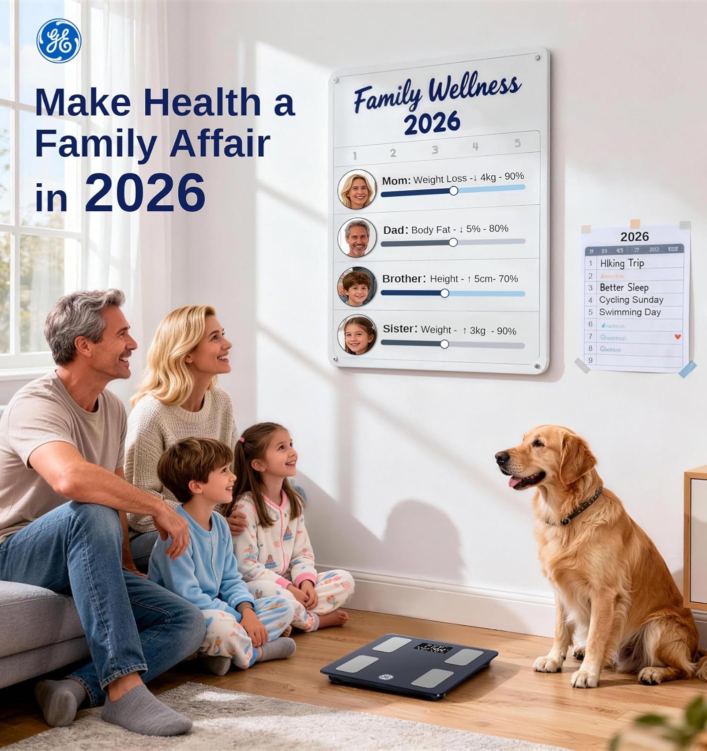 GE Körperfettwaage Smart mit Körperfett, BMI-Personenwaage mit großem Display, hoher Genauigkeit, Bluetooth, digitale Körperanalysewaage bis 180 kg/400 lb, Schwarz – Bild 6