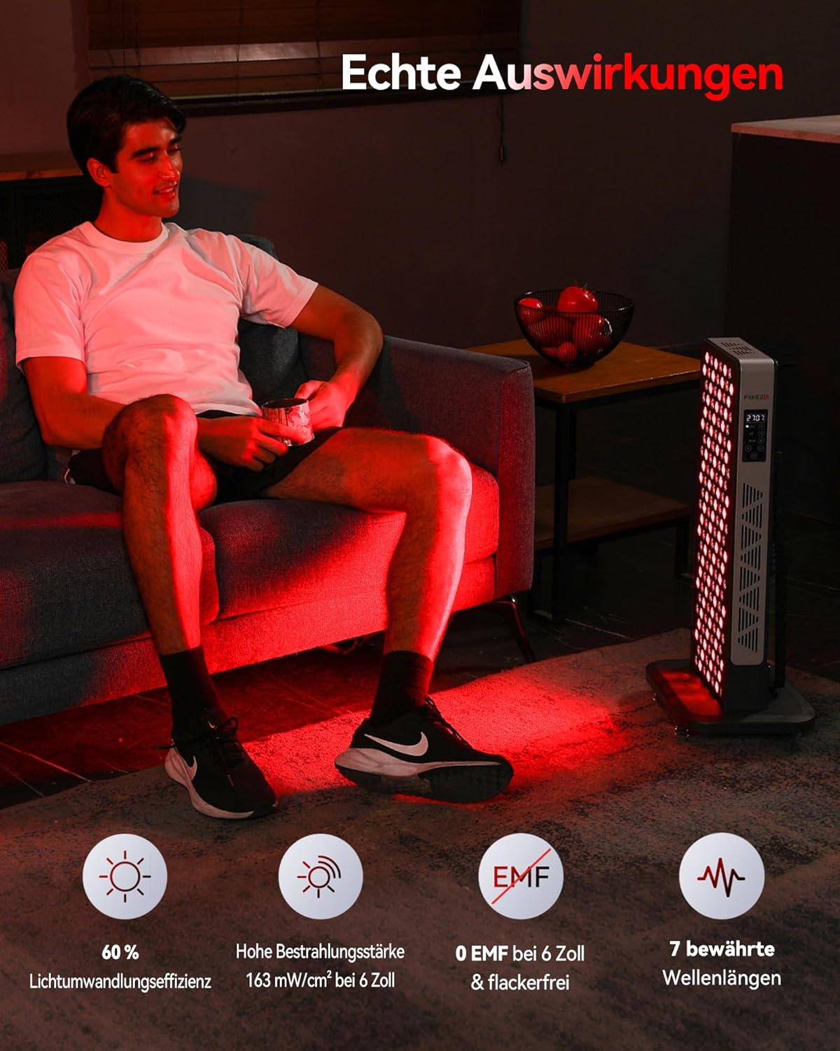 FliKEZE Rotlichttherapie-Panel-Lampe, 156 LEDs, rotes Licht, 7 Wellenlängen, einschließlich blaues Licht, rotes Licht und Nahinfrarotlicht, um sowohl tiefes als auch oberflächliches Gewebe anzusprechen – Bild 7