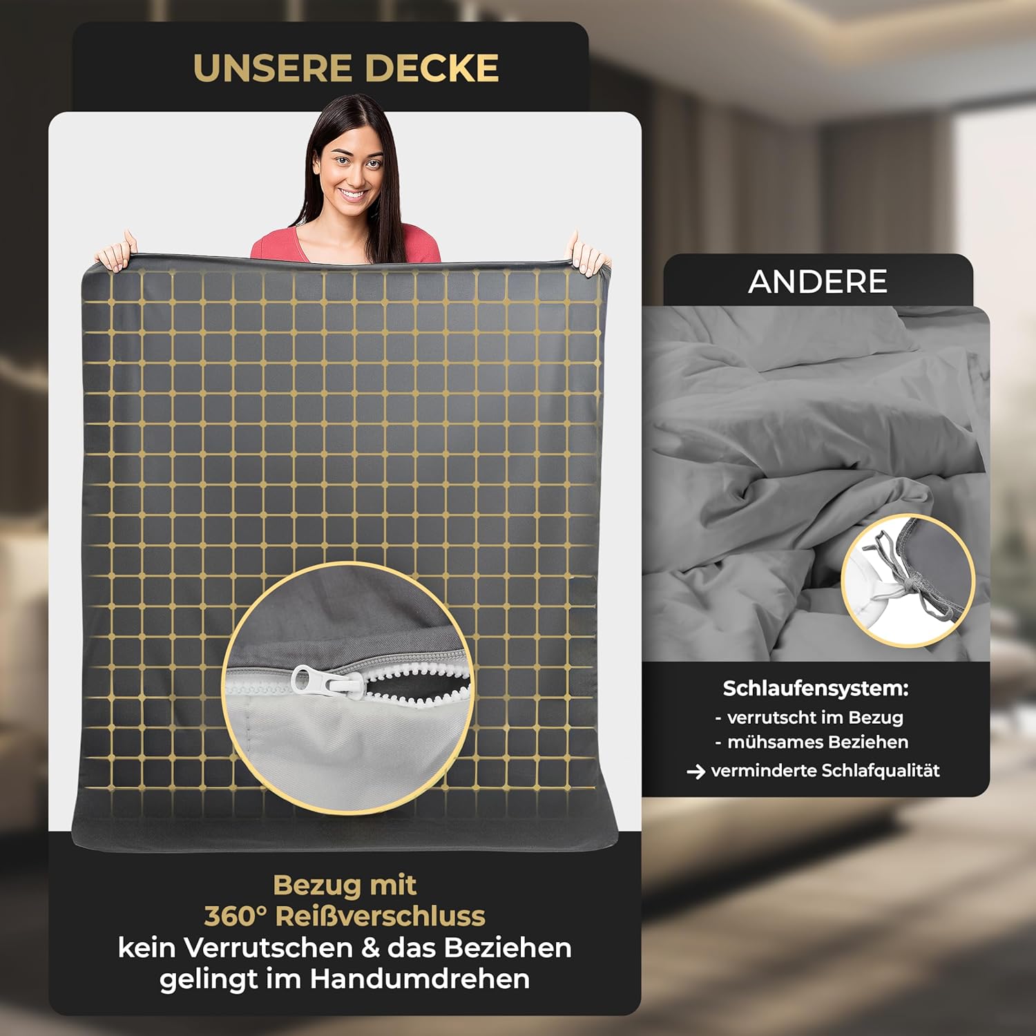 2-in-1 Gewichtsdecke 8 kg (mit Bezug) Öko-Tex zertifiziert, Therapiedecke Erwachsene, schwere Decke für besseren Schlaf, Bezug für Gewichtsdecke 135 x 200. 8 kg, schwere Decke, Gewichtsdecke – Bild 4