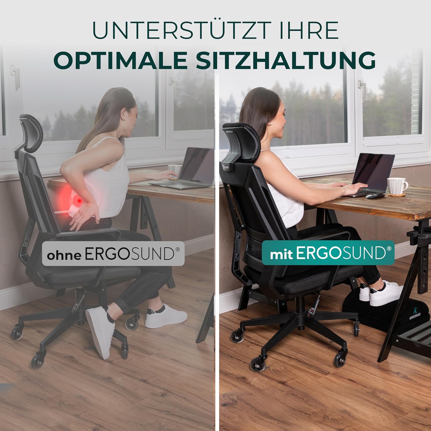 ERGOSUND Fußstützen-Schreibtisch (Testsieger) Premium-Schaumkern, höhenverstellbarer Fußhocker (rutschfest), ergonomischer Fußstützen-Schreibtisch, Home-Office-Zubehör, Fußstütze, Fußstütze, Fußstütze – Bild 2