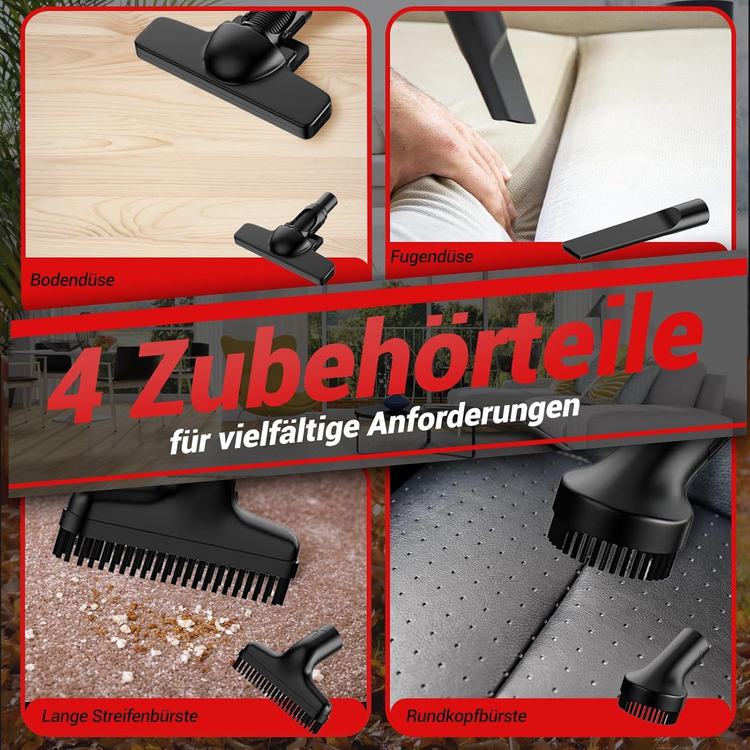 LDHTHOPI Akku-Staubsauger für Makita 18 V, 20000 Pa Starke Saugleistung, 1,28 kg leichter Staubsauger mit HEPA-Filter, 5-in-1-Handstaubsauger mit LED-Licht für Teppich, hart – Bild 7