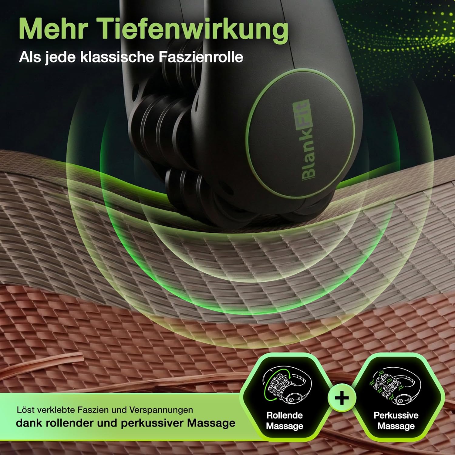 Elektrischer Faszienroller mit Rotation – Tiefengewebsmassagegerät für Beine, Rücken und Arme – 3 Intensitätsstufen – Freisprechstation – Muskelregeneration und Faszienmassage – Bild 4