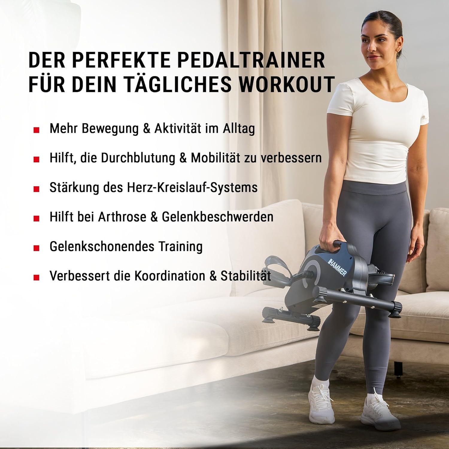 Hammerpedal-Trainer für Zuhause, magnetisch – leiser Mini-Heimtrainer mit Display, 8 Widerstandsstufen, inklusive rutschfester Matte, Sicherheitsgurt, Beintrainer zum Sitzen für Büro, Heimbüro und Senioren – Bild 3