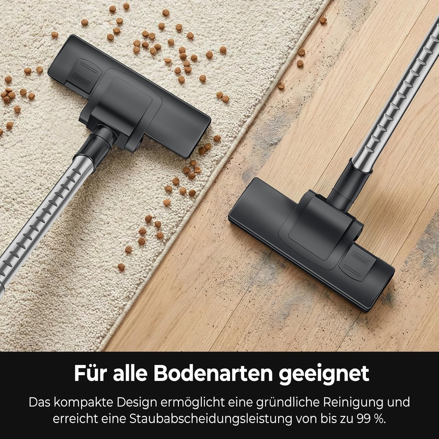 Staubsauger 1200 Watt, 1,5L Beutelloser Staubsauger ohne Beutel 15 kPa, leise, leistungsstark mit HEPA-Filter, kompakt und leicht, für Teppiche, Hartböden, Tierhaare (F) – Bild 4